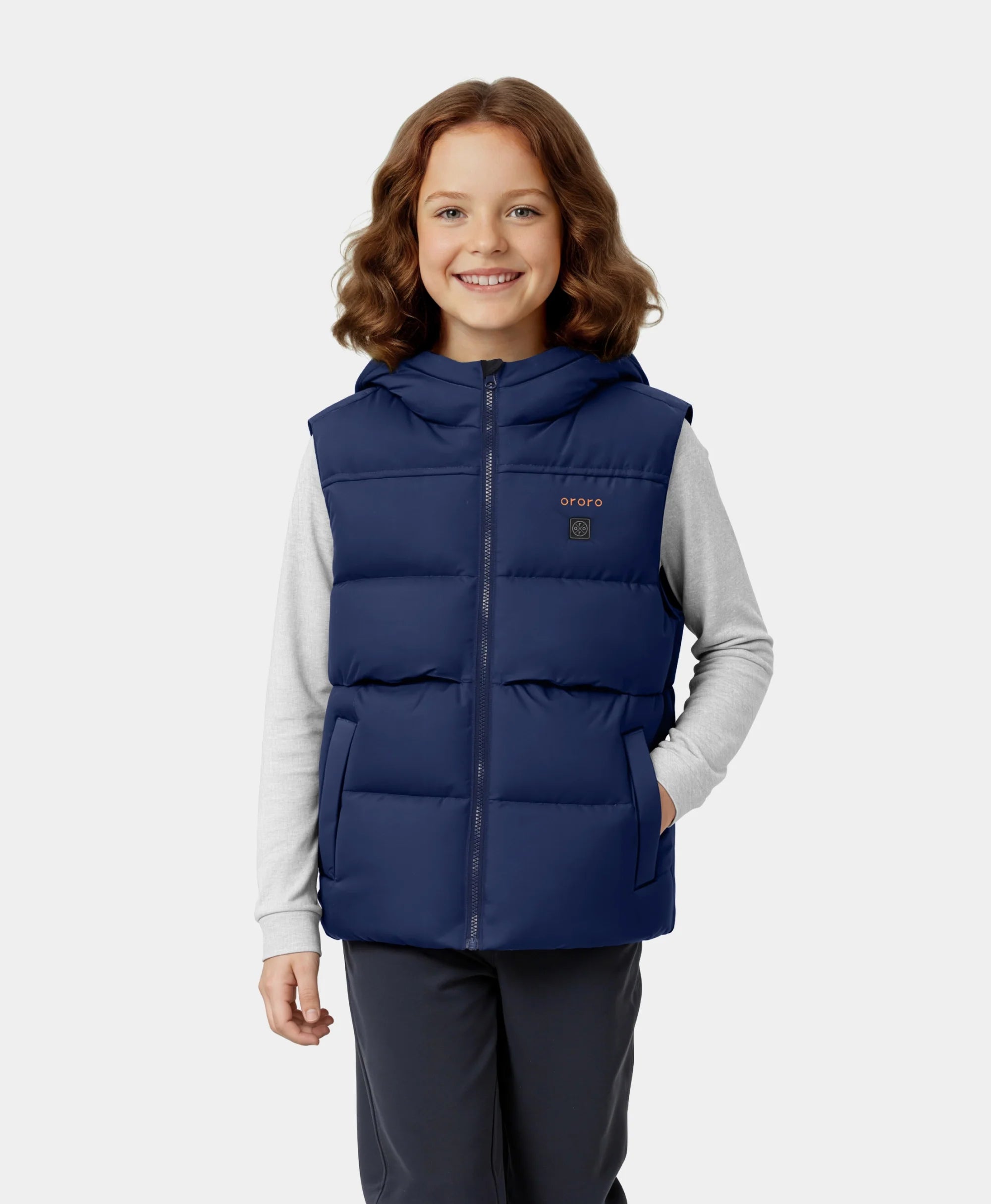 ORORO Heated Kids' 4-Zone Hooded Heated Down Vest (Apparel Only)