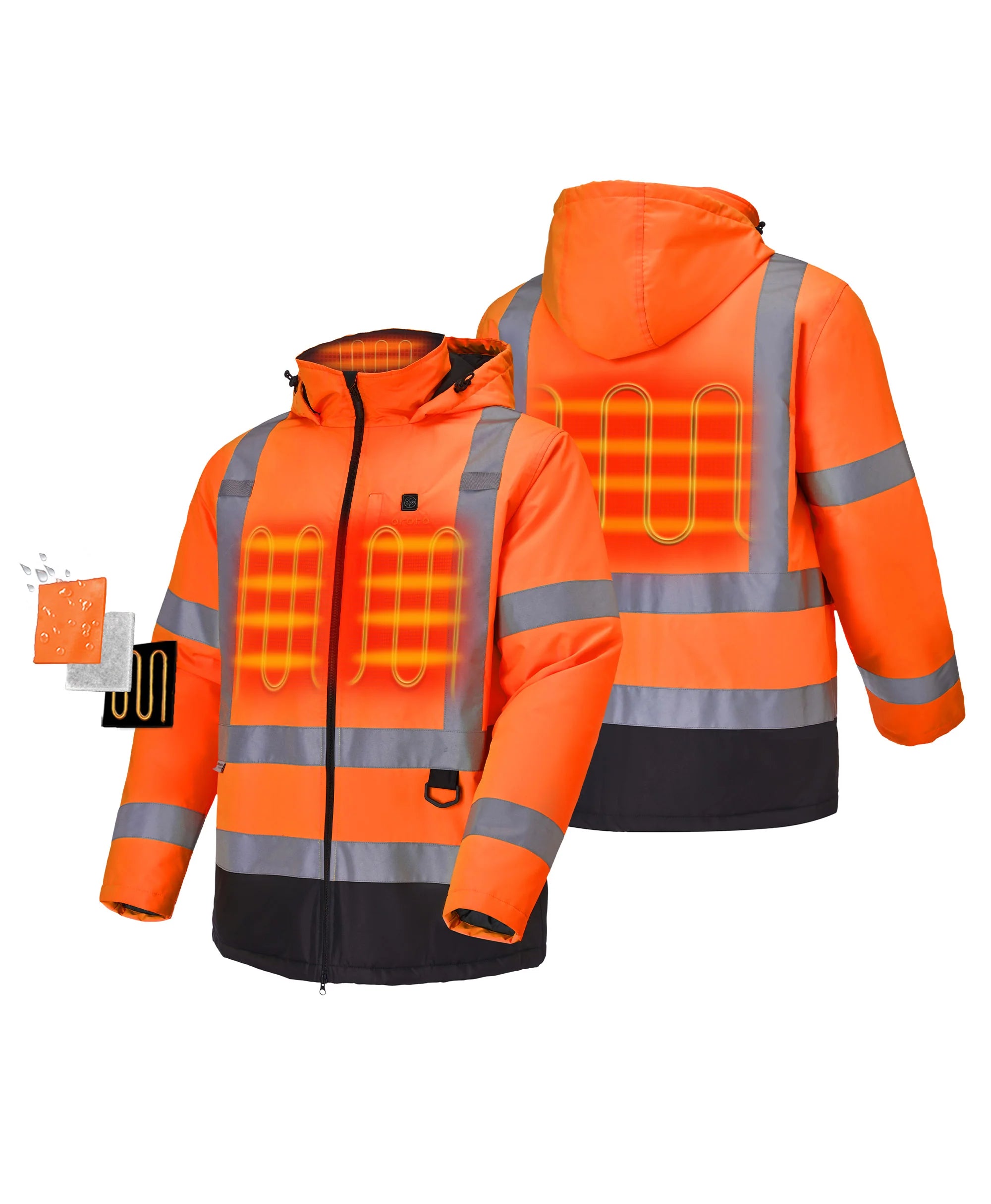 ORORO Heated (Open-box) Flagstaff Men's Heated High-Visibility Jacket (Battery Set Not Included) - Image 11