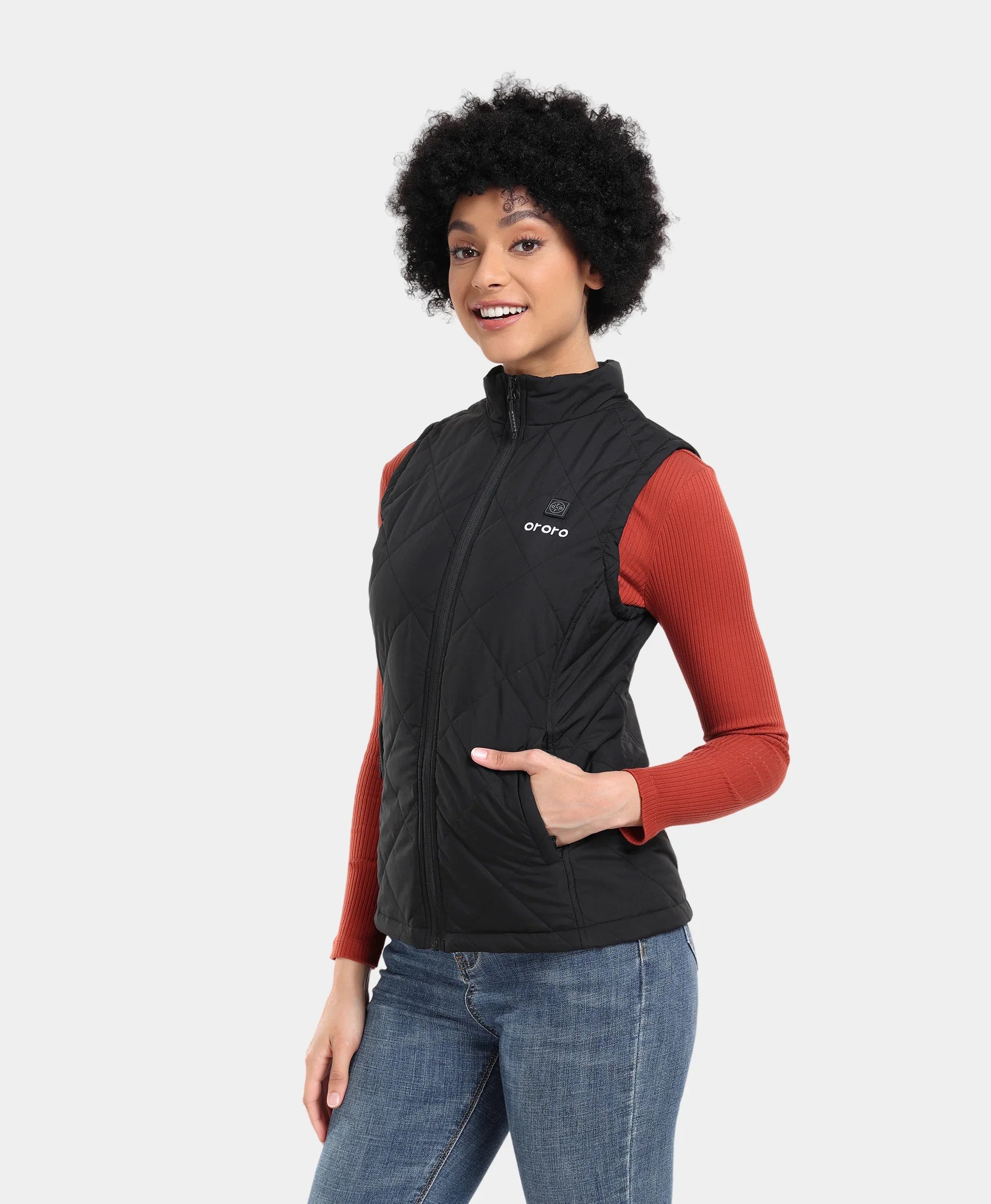 ORORO Heated Women's Heated Quilted Vest - Black - Image 10