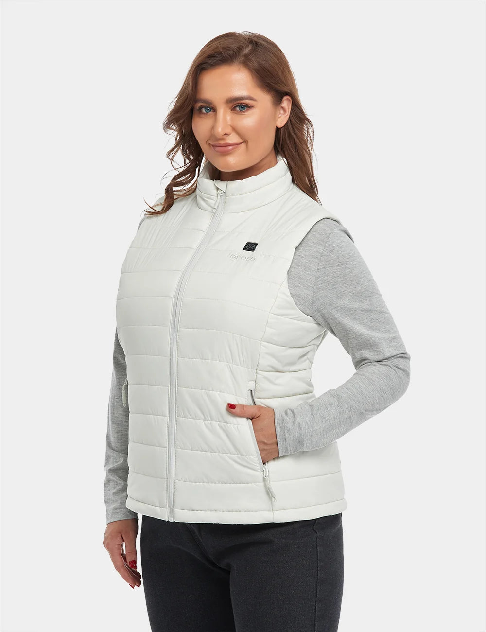 ORORO Heated Women's Classic Heated Vest - Off-White - Image 8