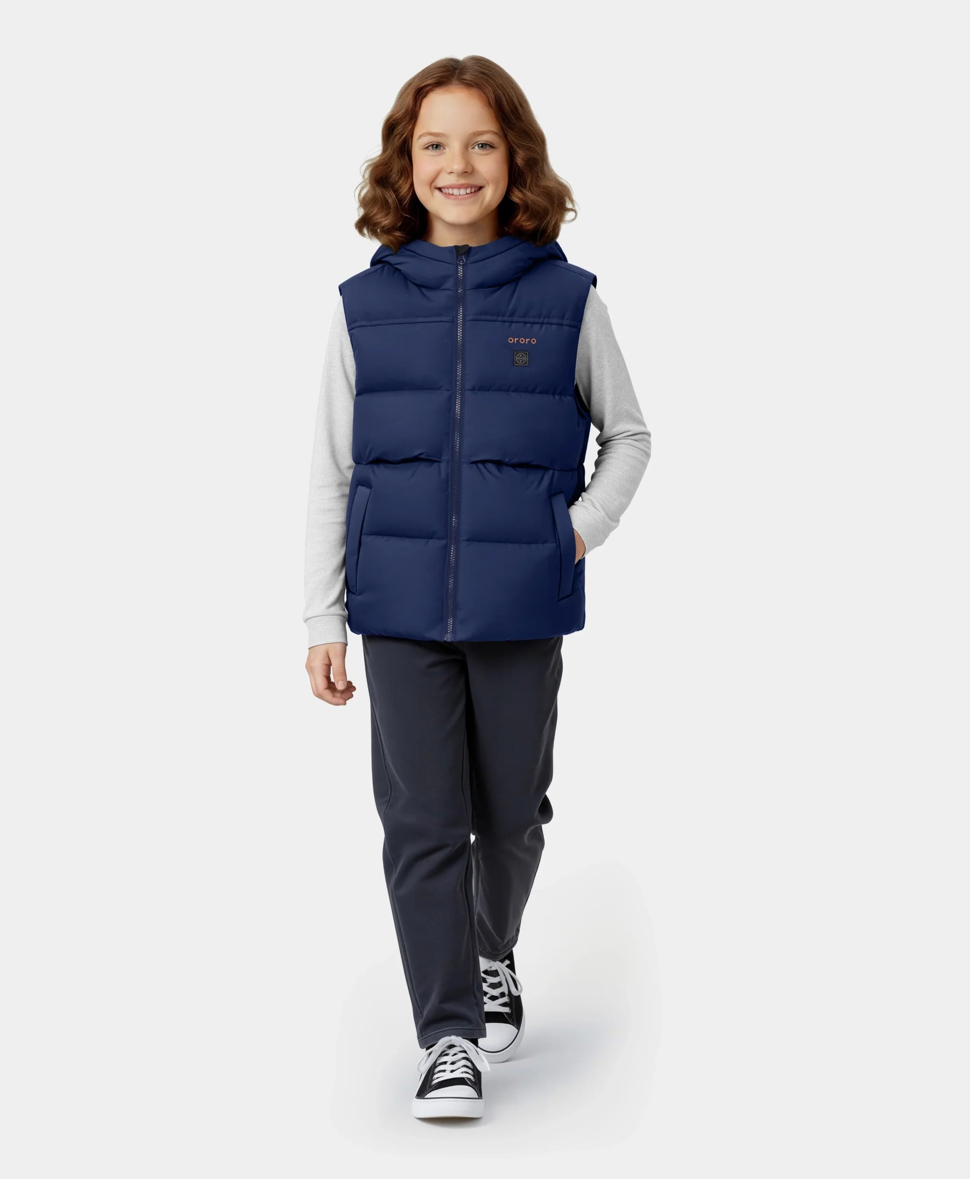 ORORO Heated Kids' 4-Zone Hooded Heated Down Vest - Image 2