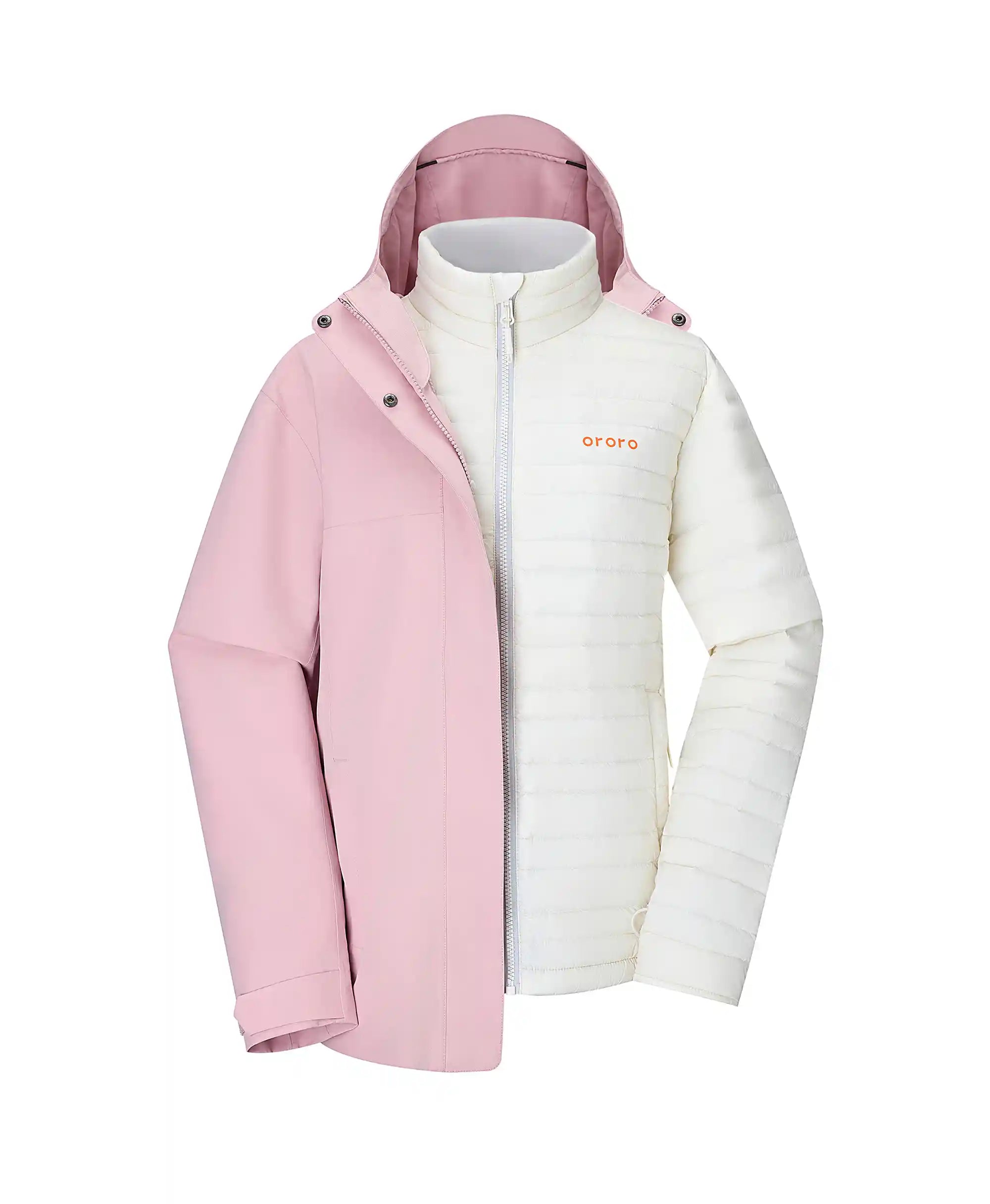 ORORO Heated River Ridge Women's 3-in-1 Heated Jacket with Down Liner - Image 32