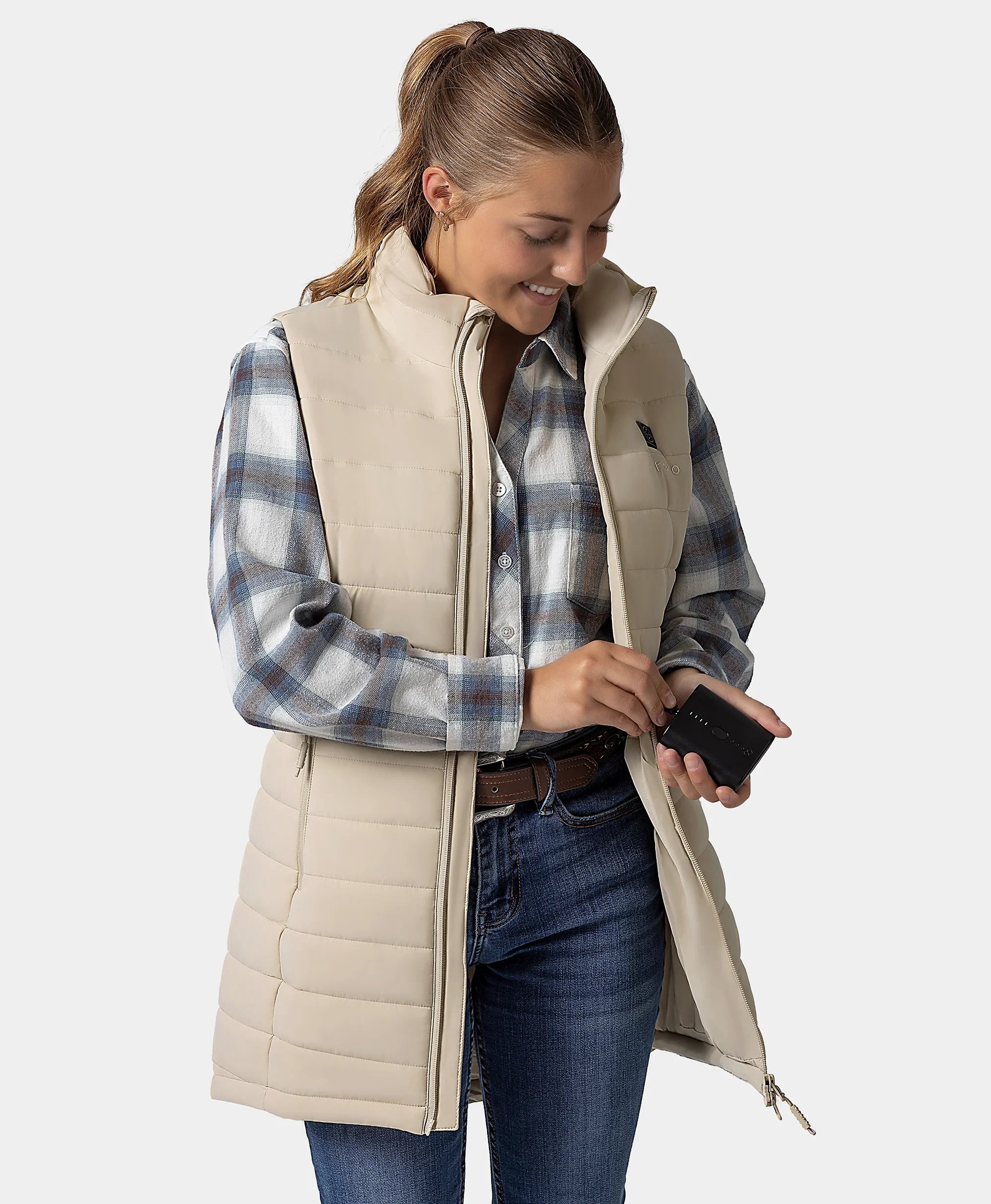 ORORO Heated Tribeca Women's Heated Long Puffer Vest (Apparel Only) - Image 16