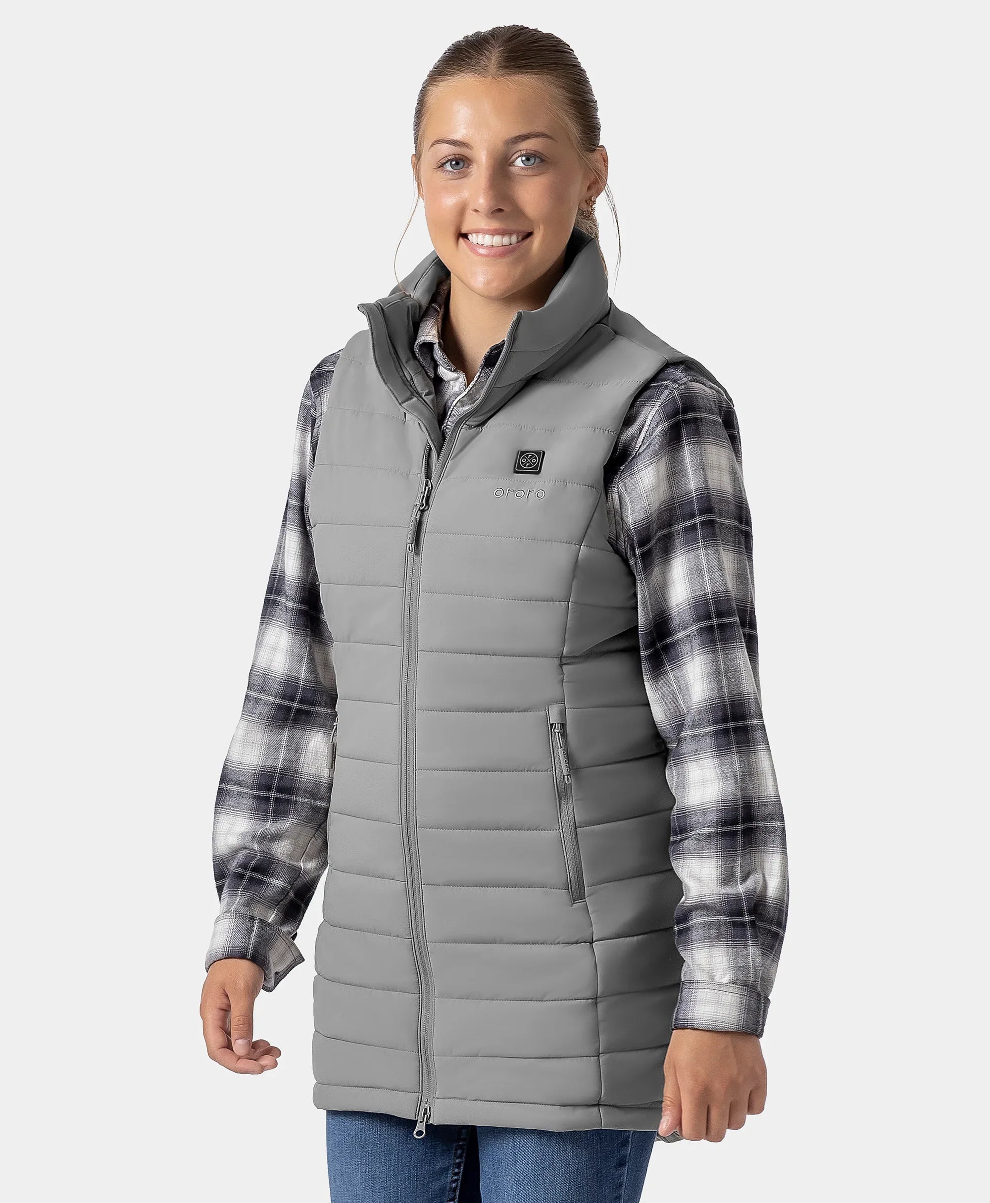 ORORO Heated Tribeca Women's Heated Long Puffer Vest - Image 52