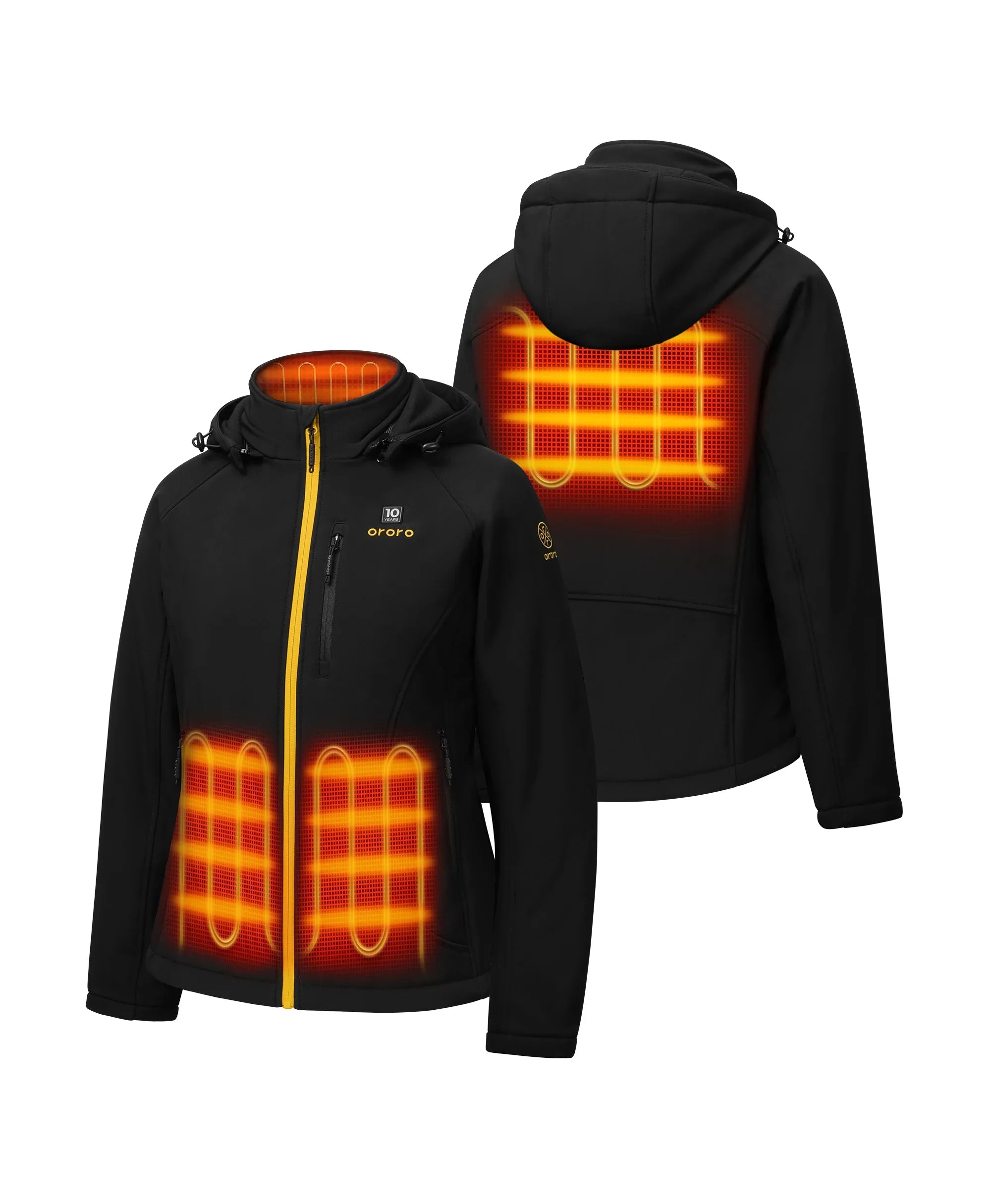 ORORO Heated Women's 4-Zone Classic Heated Jacket (10-Year Anniversary Limited Edition) - Black & Gold (Apparel Only) - Image 2