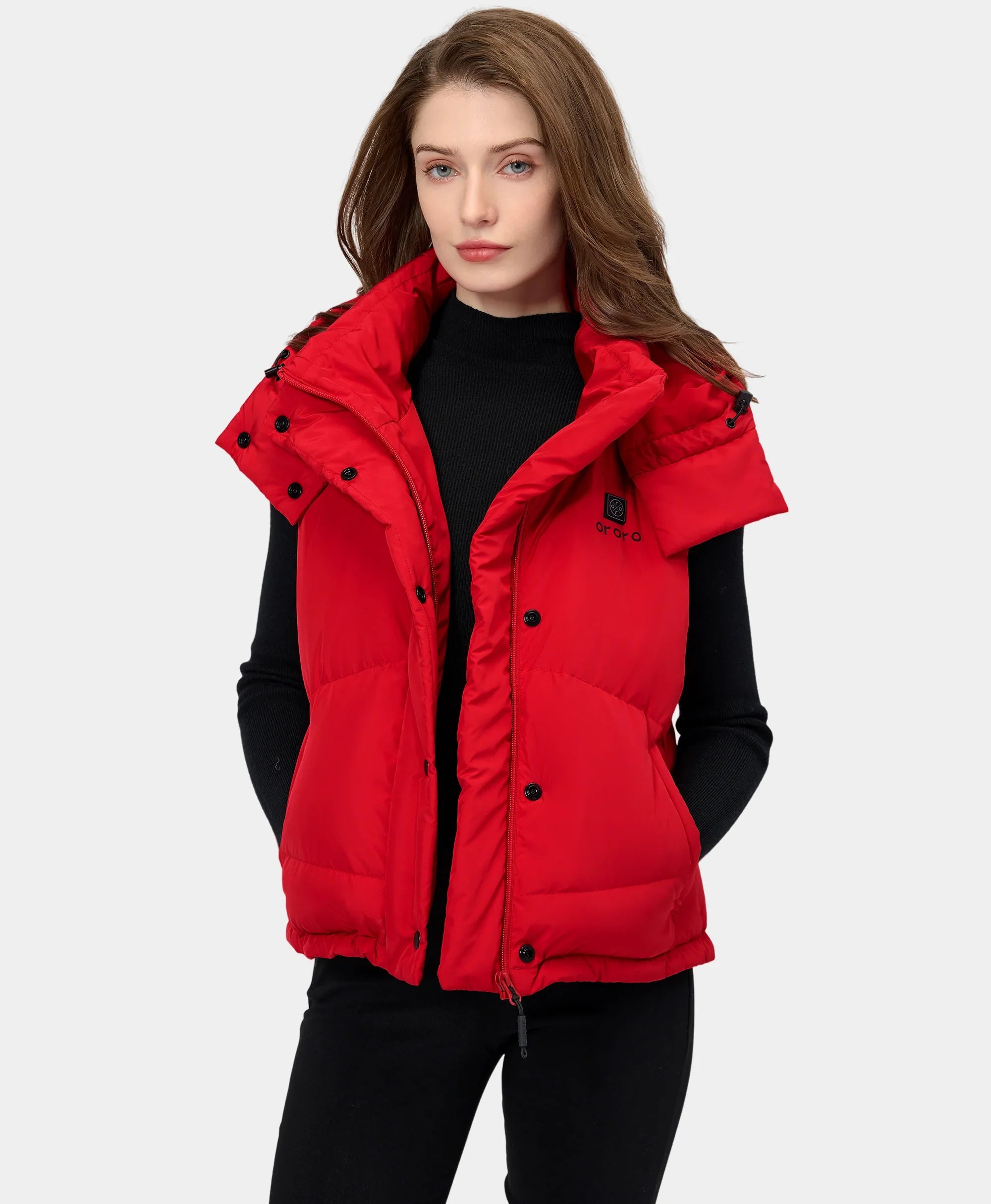 ORORO Heated Women's Heated Cropped Puffer Down Vest - Image 22