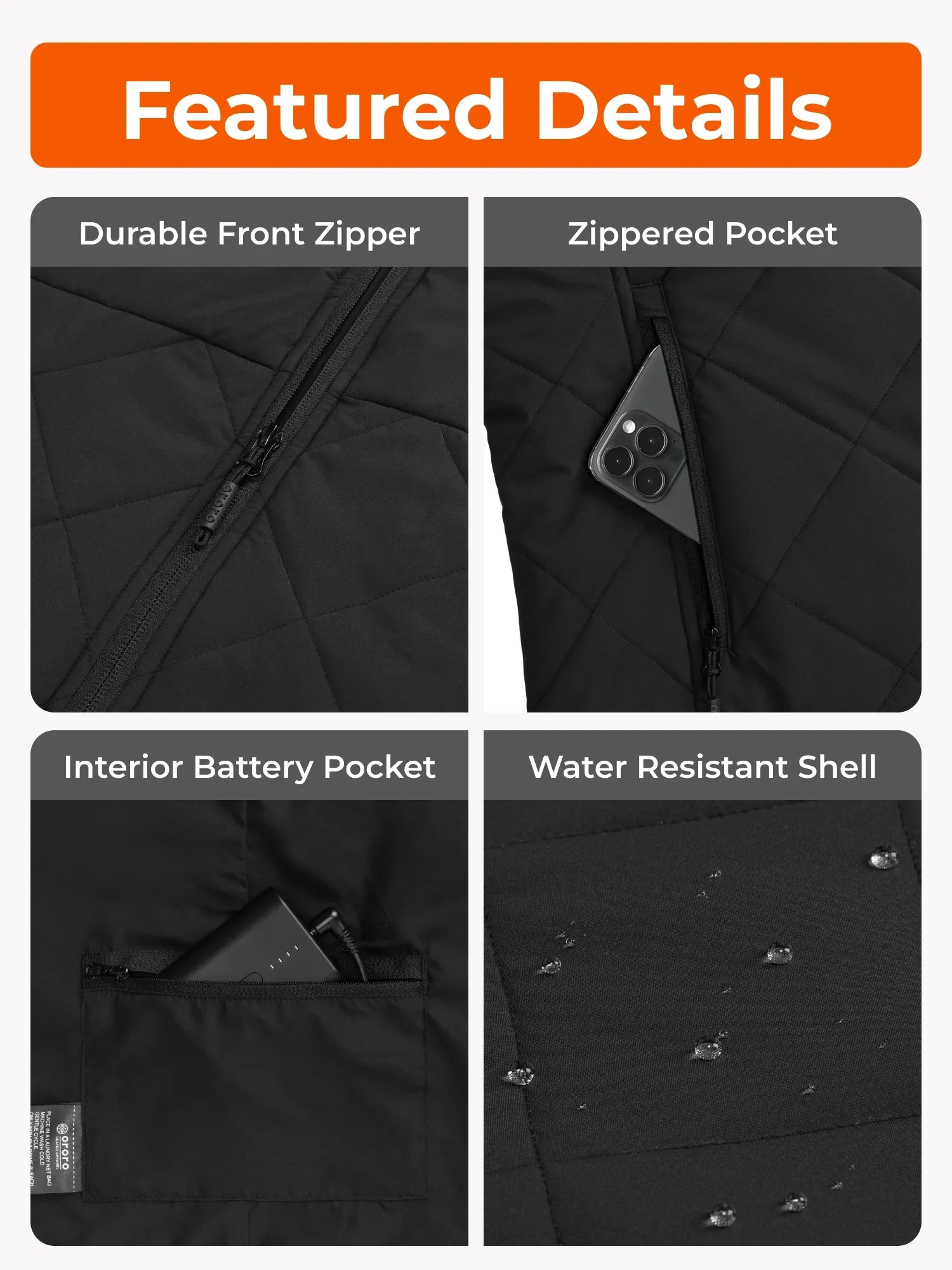 ORORO Heated Men's Heated Quilted Vest - Image 9