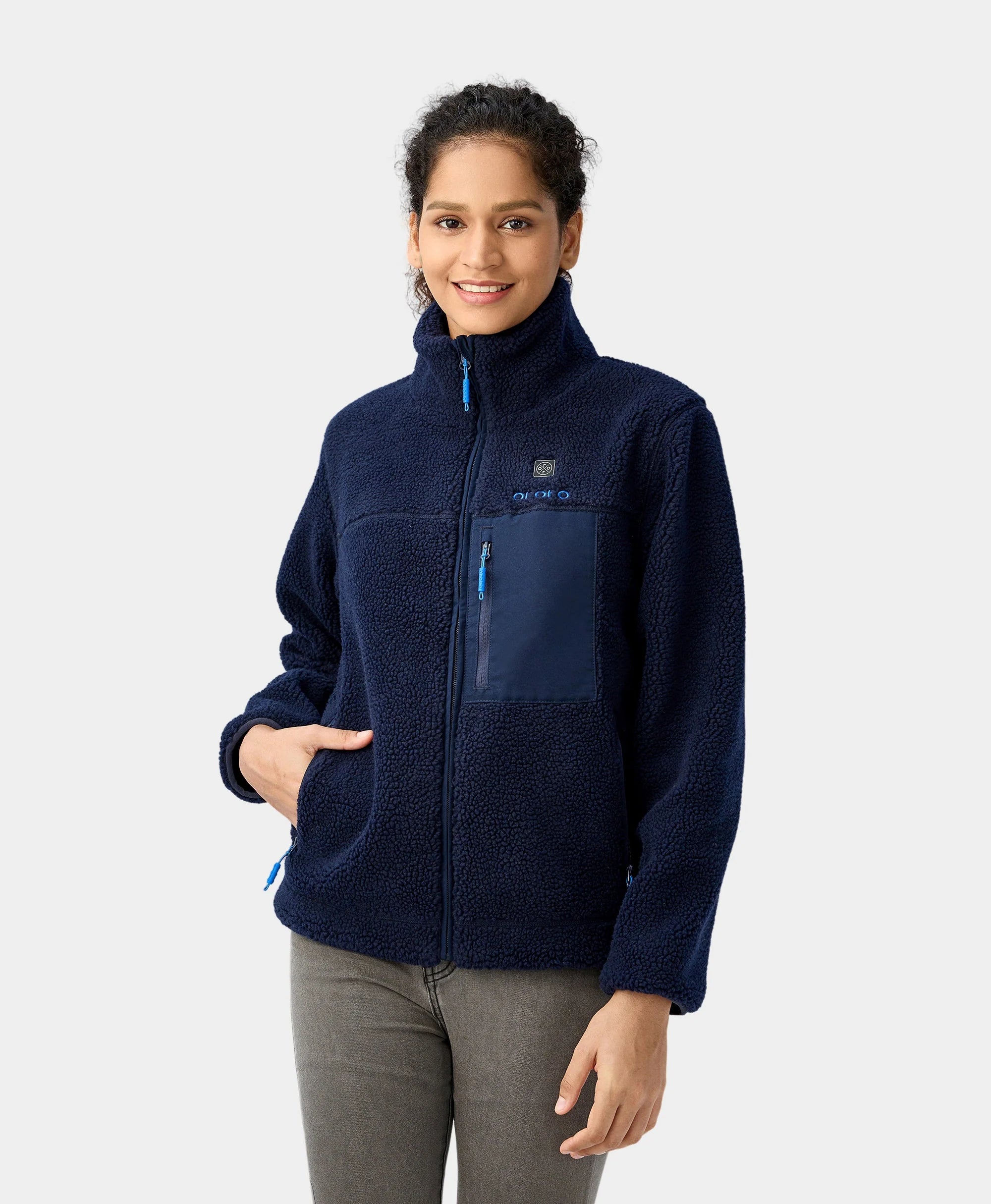 ORORO Heated (Open-box) Women's Colorblock Recycled Fleece Heated Jacket (Battery Set Not Included) - Image 3