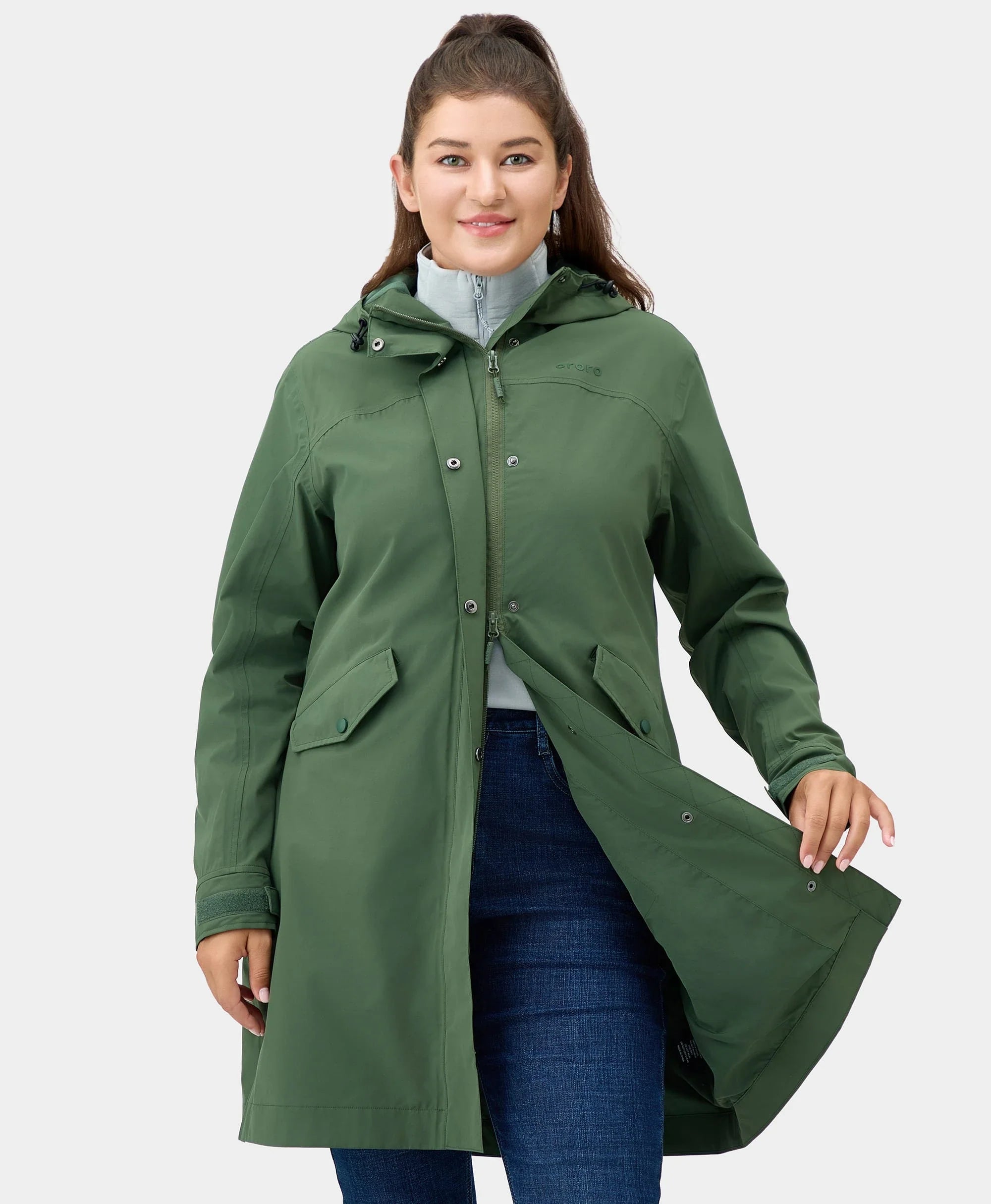 ORORO Heated Downtown Women's Heated Rain Trench (Apparel Only) - Image 11
