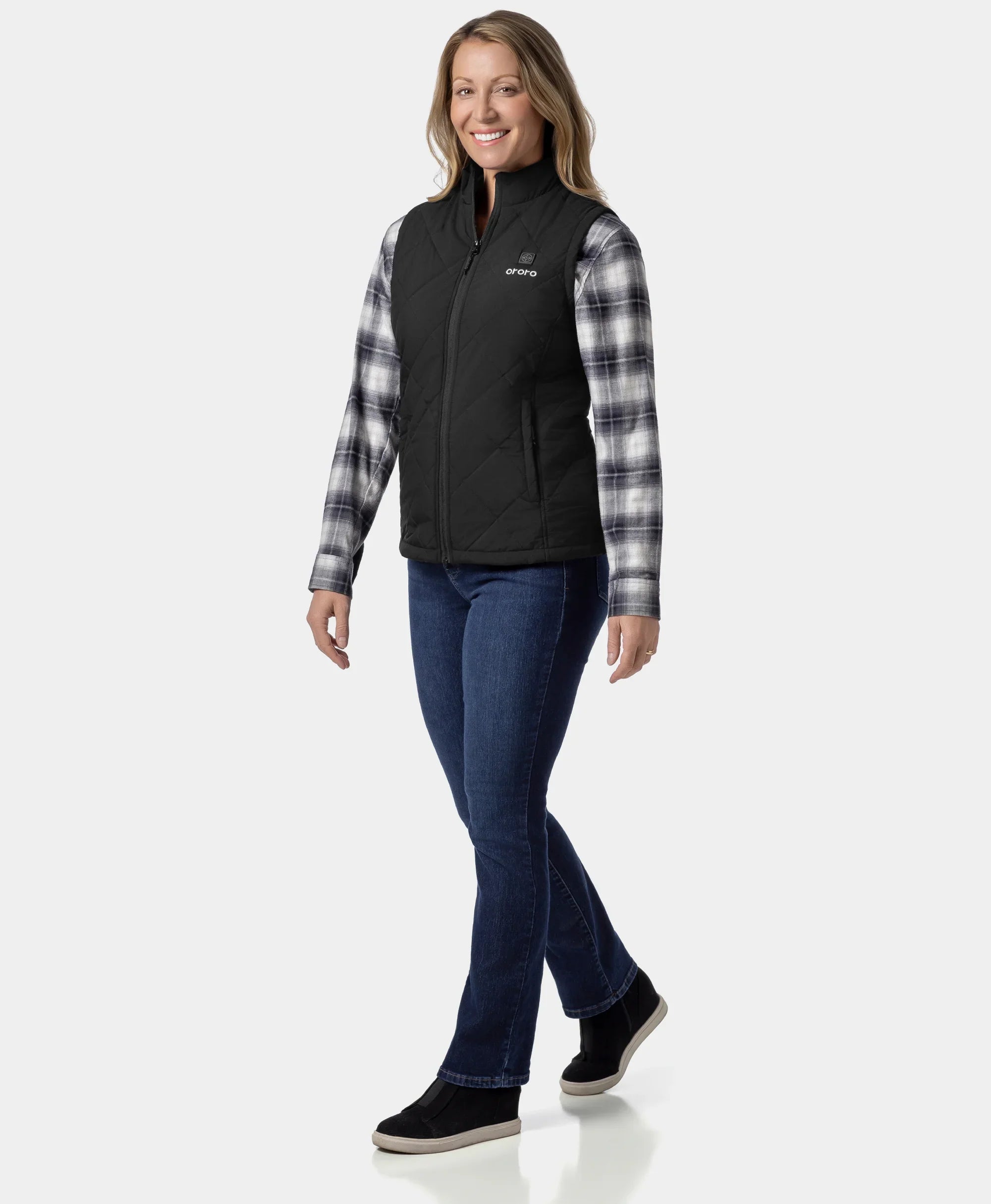 ORORO Heated Women's Heated Quilted Vest - Black - Image 6