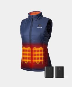 ORORO Heated Bundle Deal - ORORO Heated Women's Classic Heated Vest (Navy Blue) & Extra Mini 5K Battery