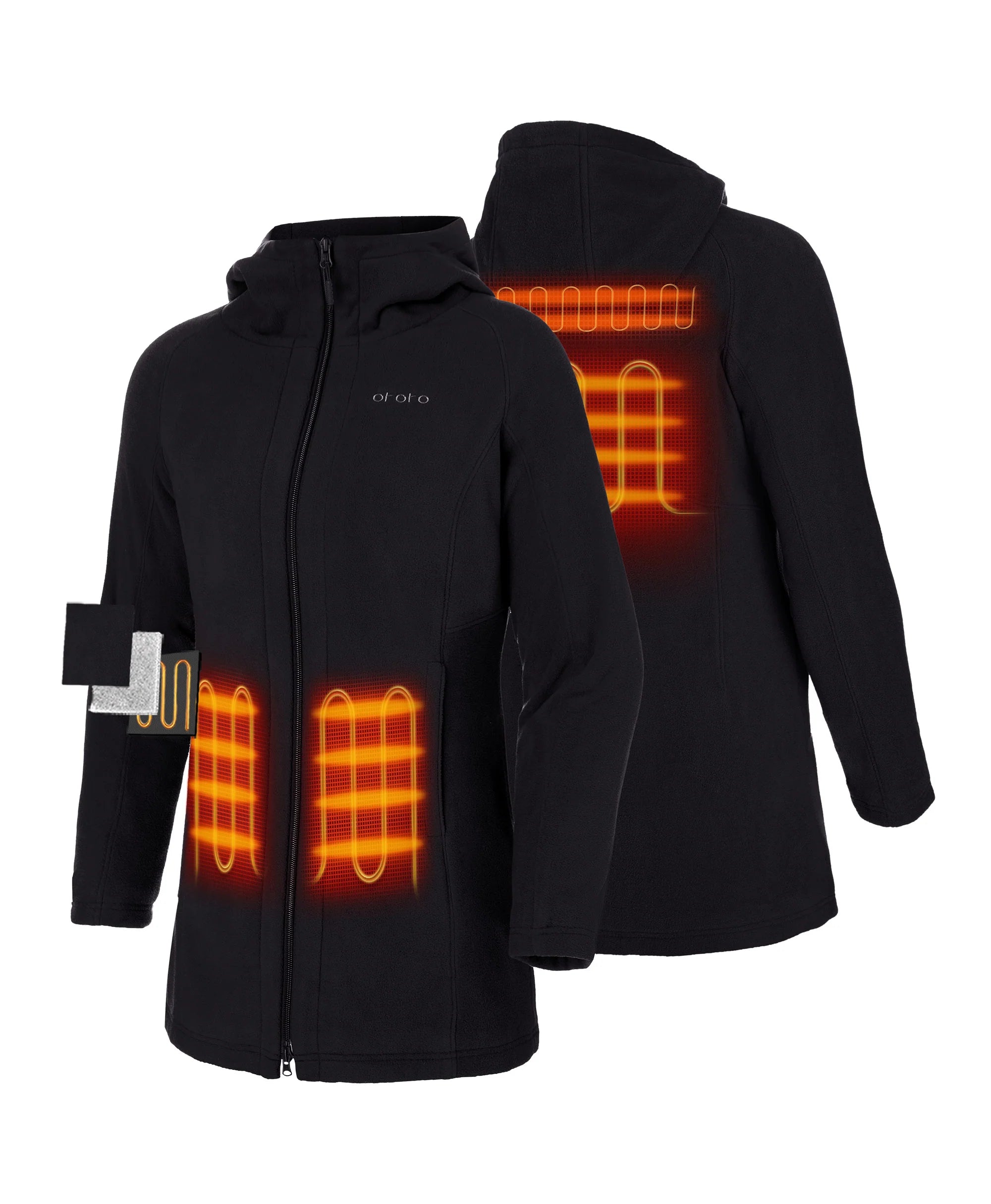 ORORO Heated Felicity Women's Heated Fleece Hoodie Jacket (Apparel Only) - Image 3