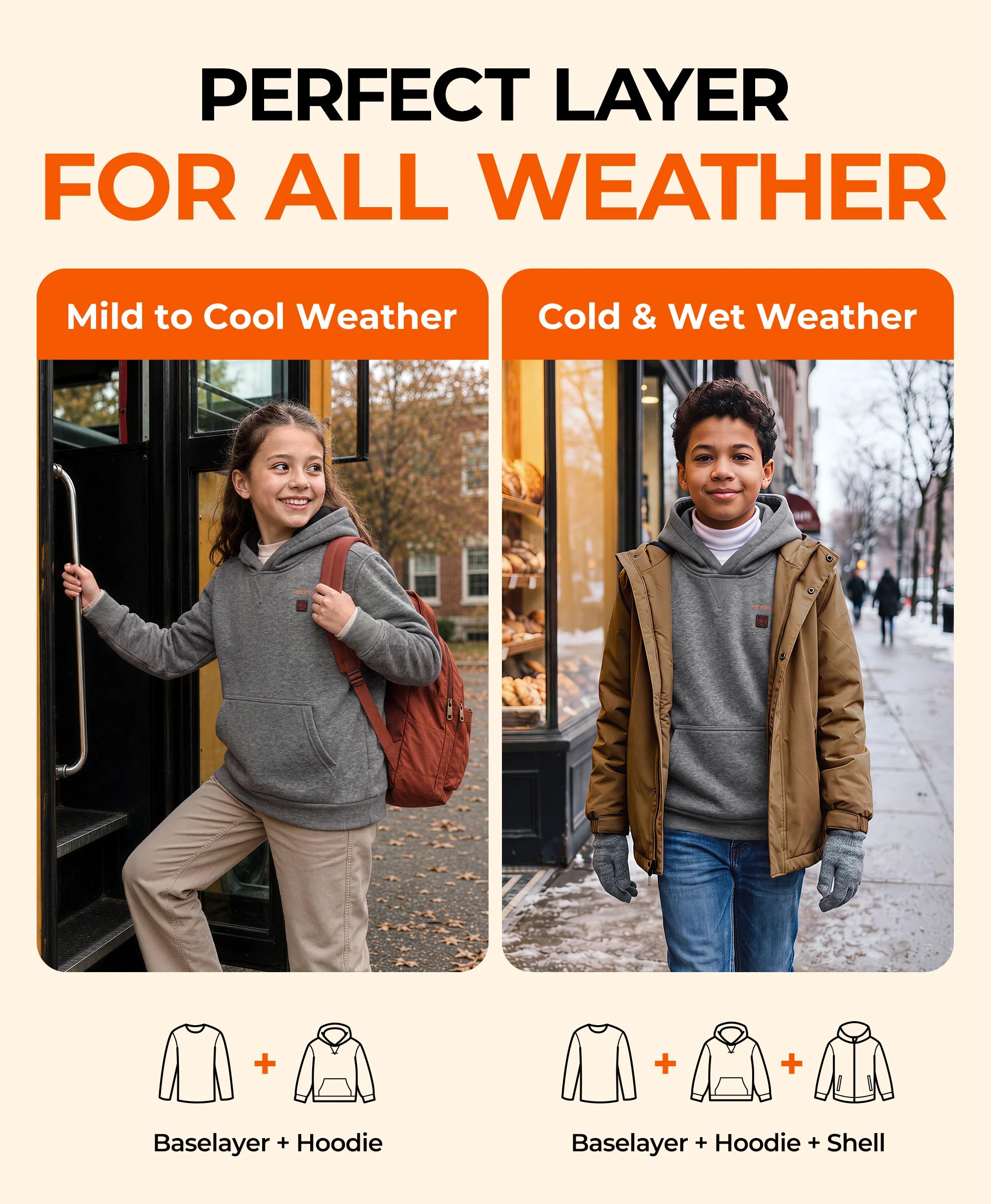 ORORO Heated Kids' 4-Zone Heated Pullover Hoodie - Image 18