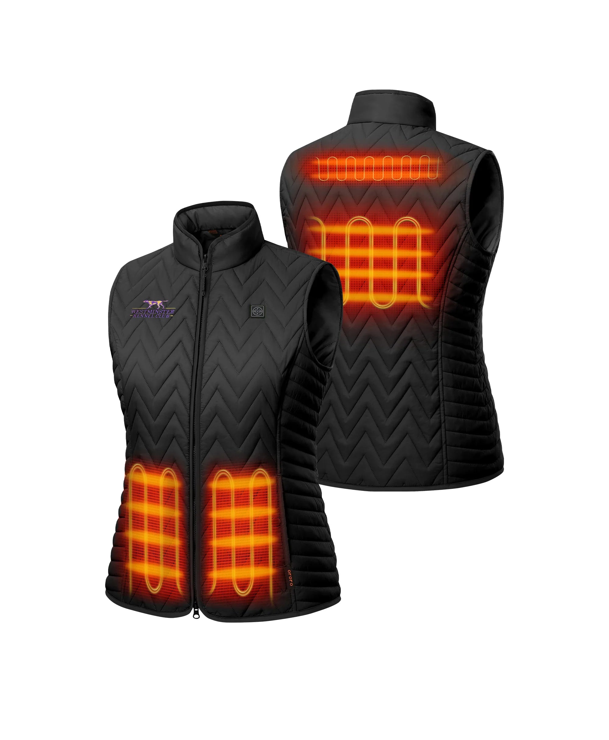 ORORO Heated Women's Heated Chevron Quilted Vest (Purple) - Westminster Kennel Club® Edition - Image 9
