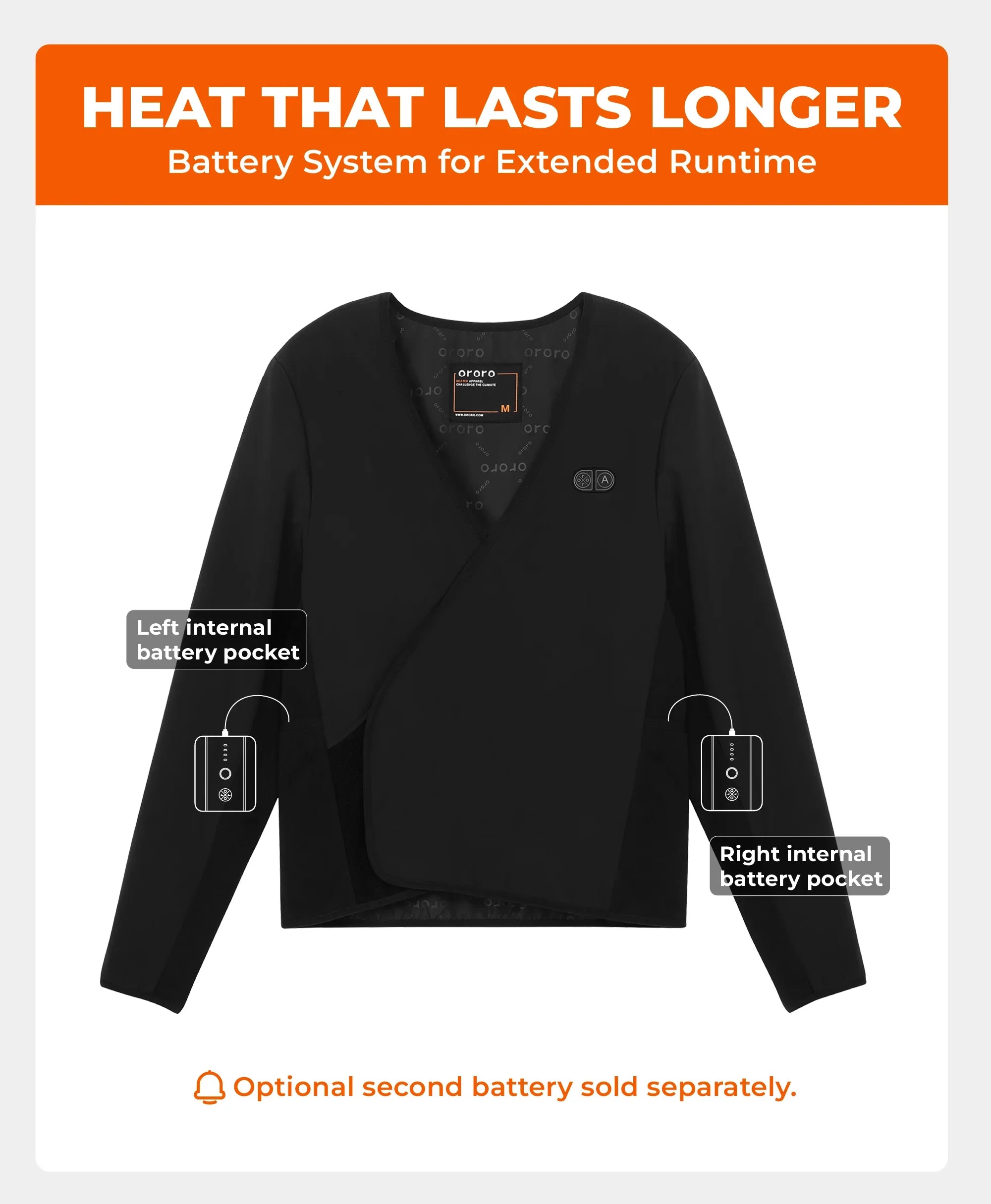 ORORO Heated (Open-box) Vanguard Unisex 6-Zone Adjustable Heated Liner Jacket (Battery Set Not Included) - Image 4