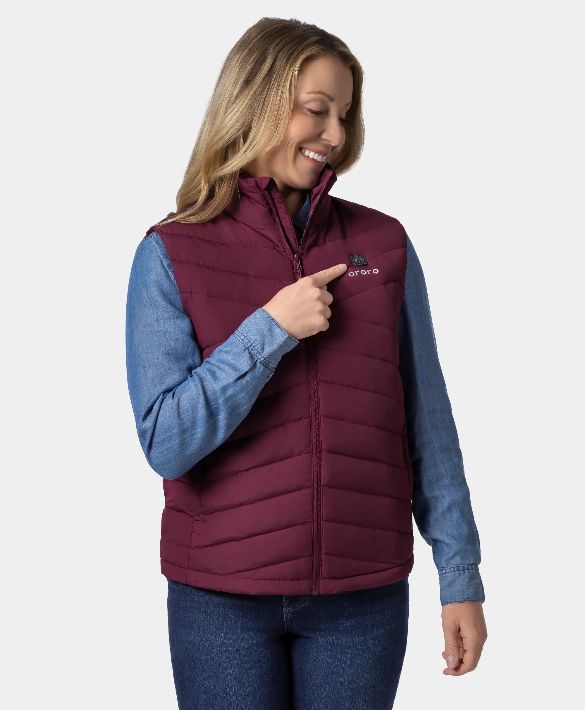 ORORO Heated Women's Heated Lightweight Down Vest (Apparel Only) - Image 29