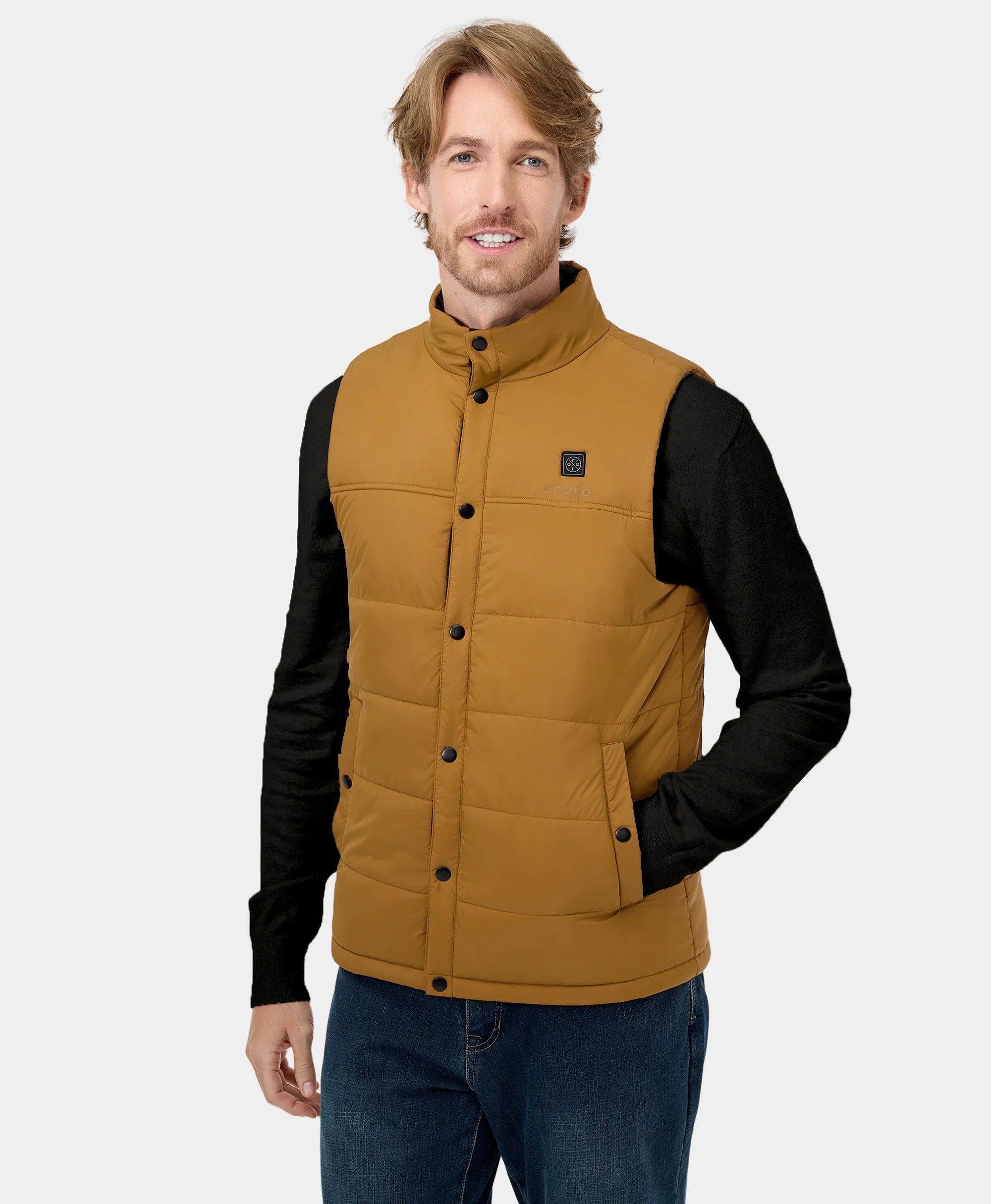 ORORO Heated PuffLyte™ Men's Heated Lightweight Vest - Dark Khaki (Apparel Only) - Image 6