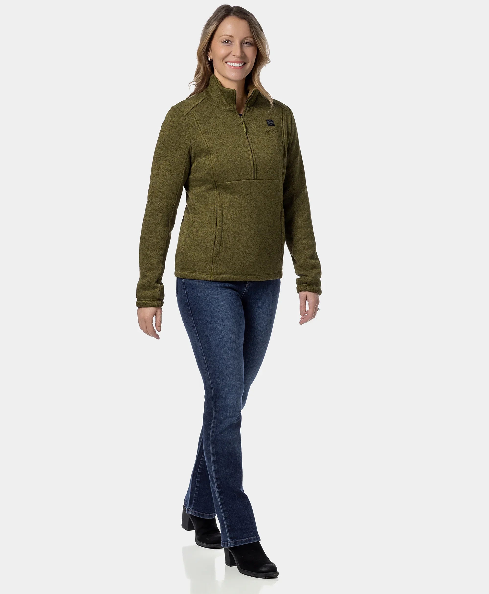 ORORO Heated (Open-box) Augusta Women's 4-Zone Heated Sweater Fleece Qtr Zip Jacket (Battery Set Not Included) - Image 15