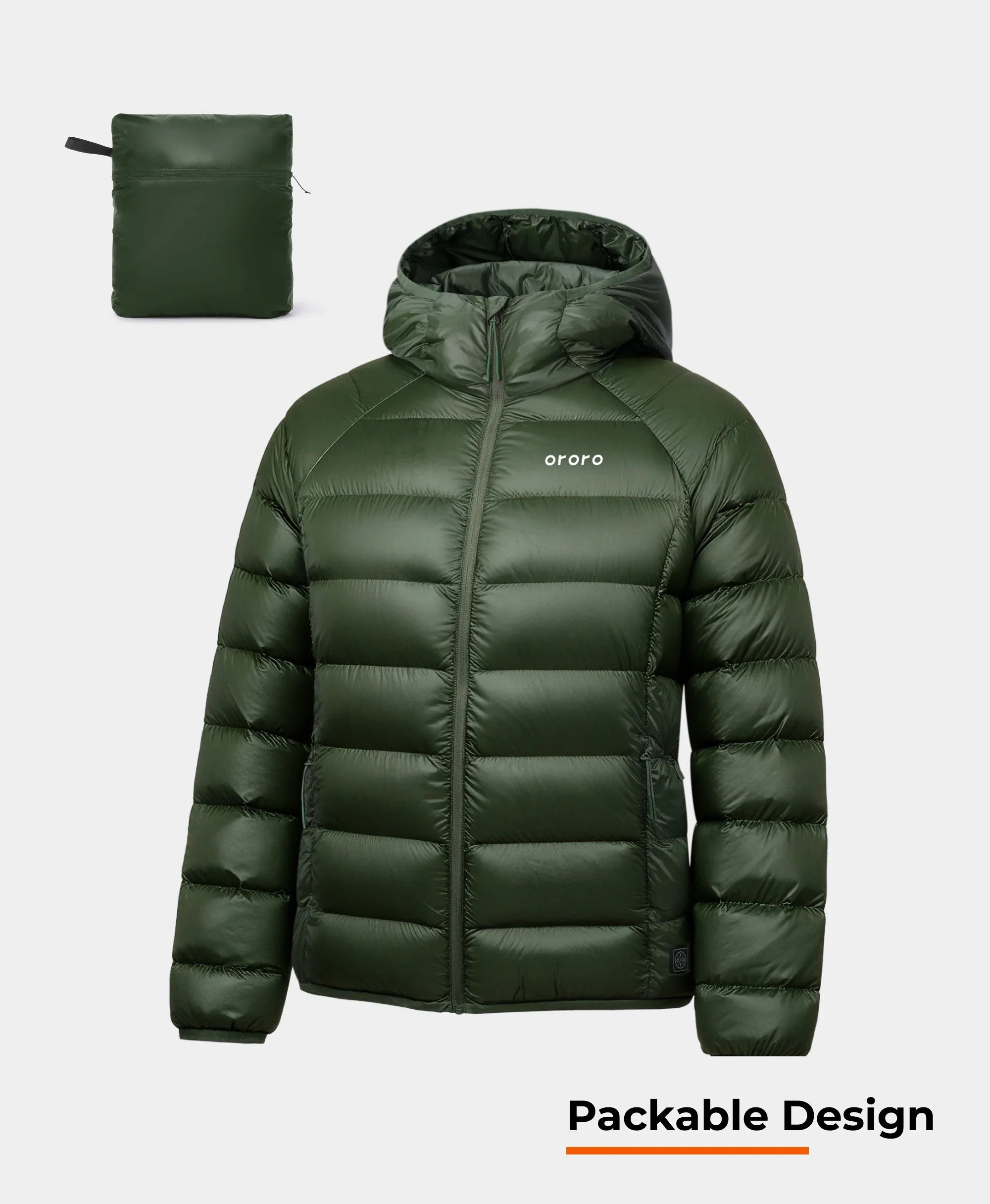 ORORO Heated Aero Women's 4-Zone Packable Heated Down Jacket - Image 18