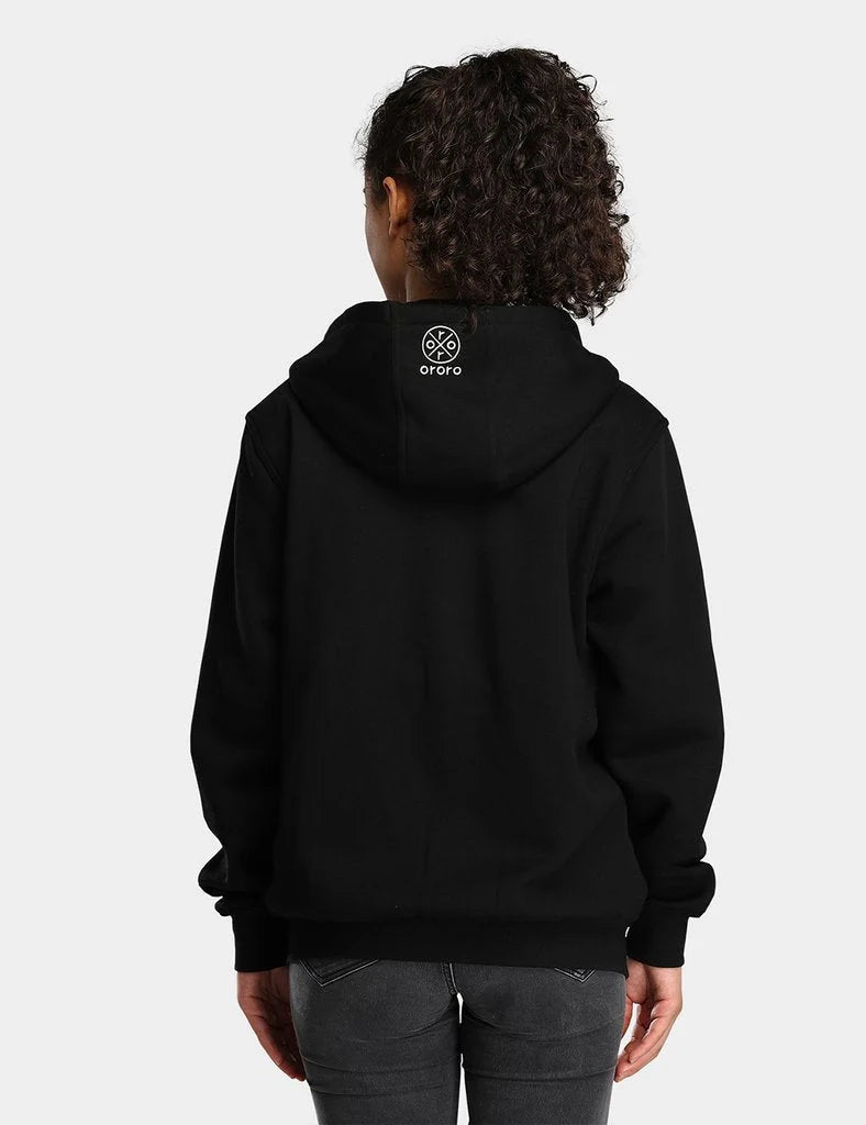 ORORO Heated Unisex Heated Fleece Hoodie - Flecking Gray/Black (Apparel Only) - Image 6