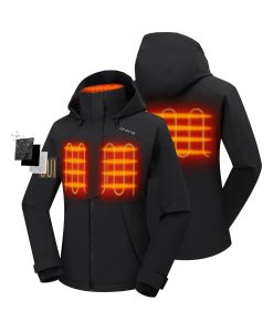 ORORO Heated (Open-box) Women's Waterproof Heated Ski Jacket - Black/Blue (Battery Set Not Included)