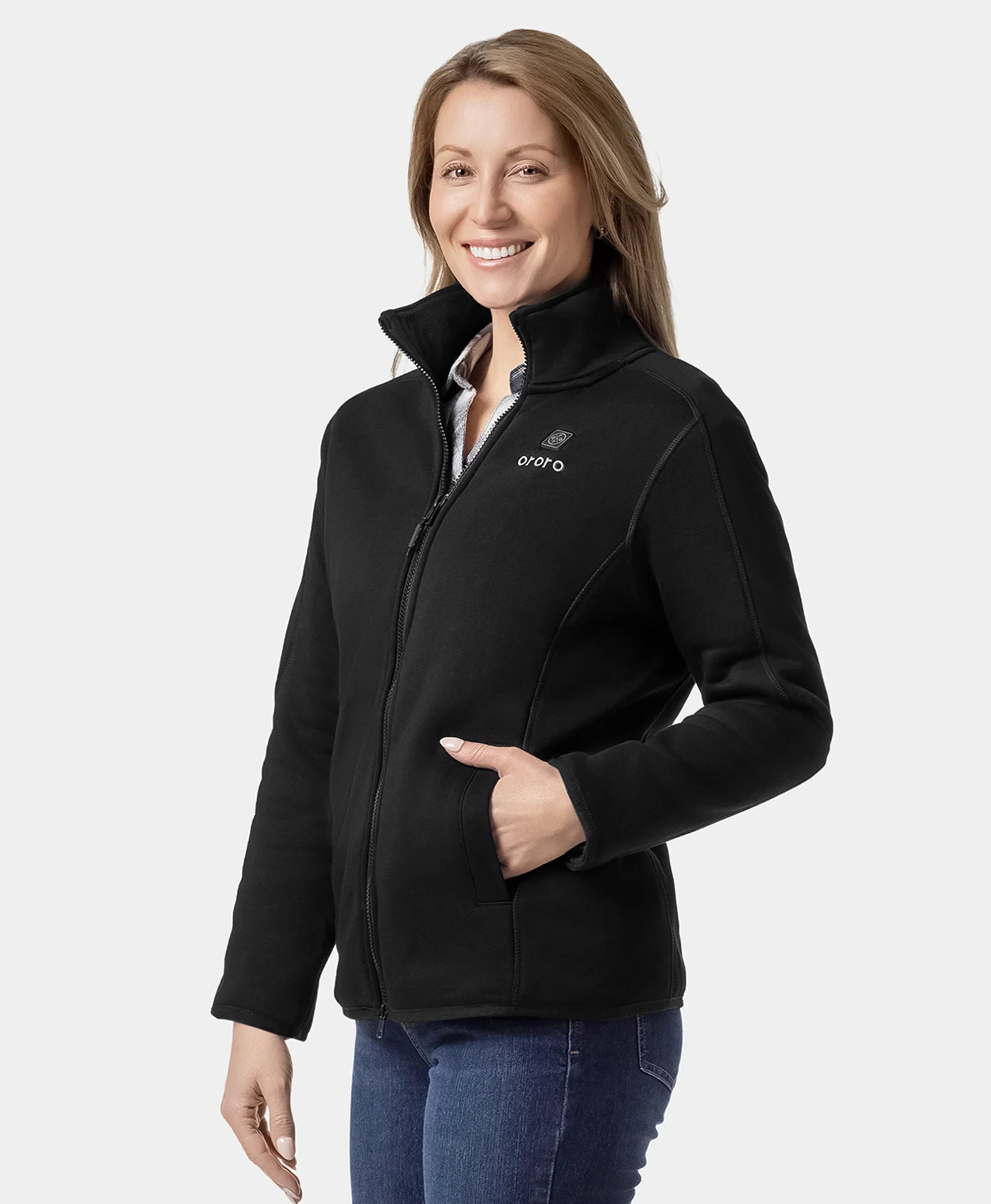 ORORO Heated (Open-box) Florence Women's Heated Fleece Jacket - Black (Battery Set Not Included) - Image 7