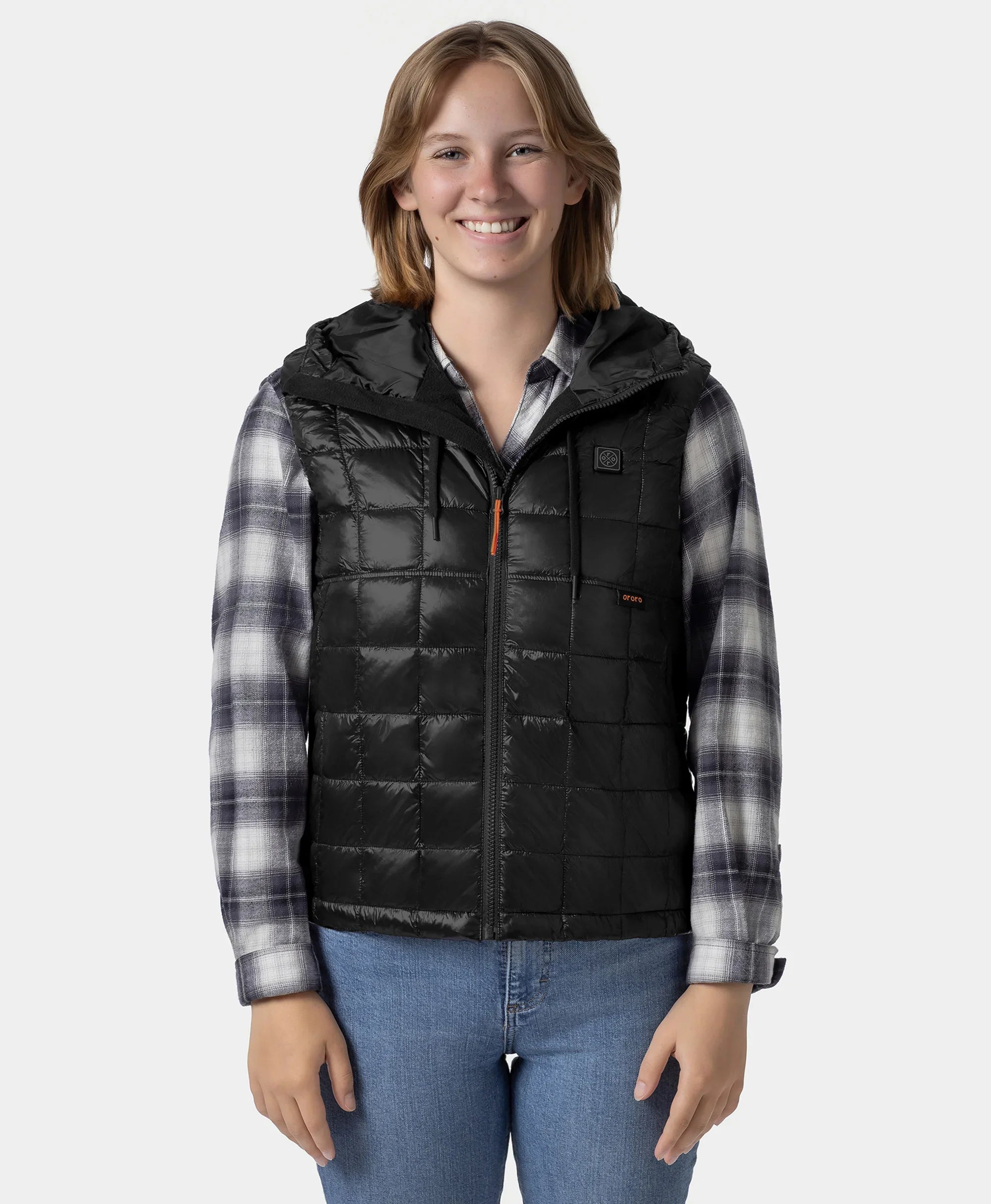 ORORO Heated PuffLyte™ Women's Junior 4-Zone Hooded Heated Vest (Apparel Only) - Image 6