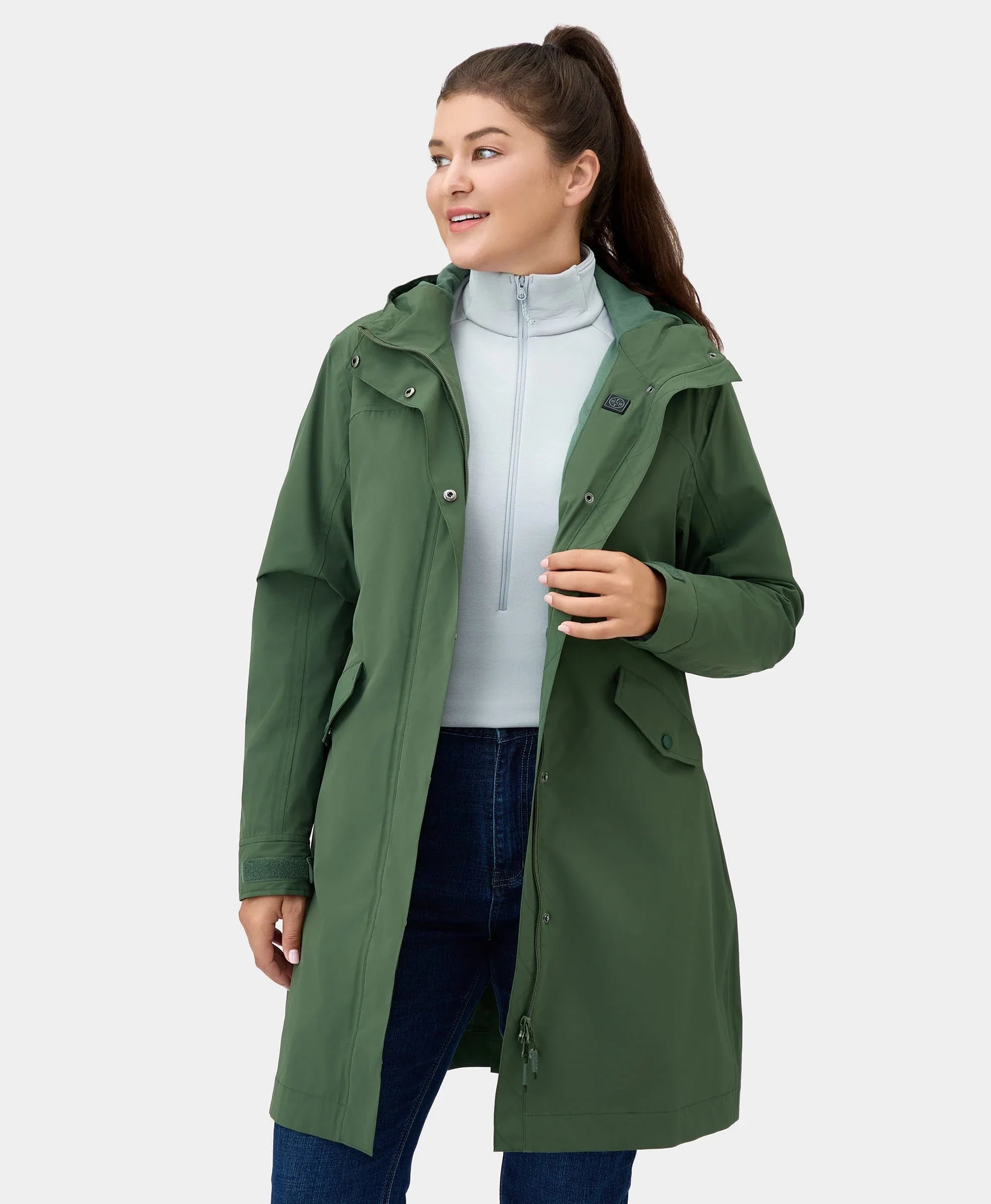 ORORO Heated Downtown Women's Heated Rain Trench (Apparel Only) - Image 9