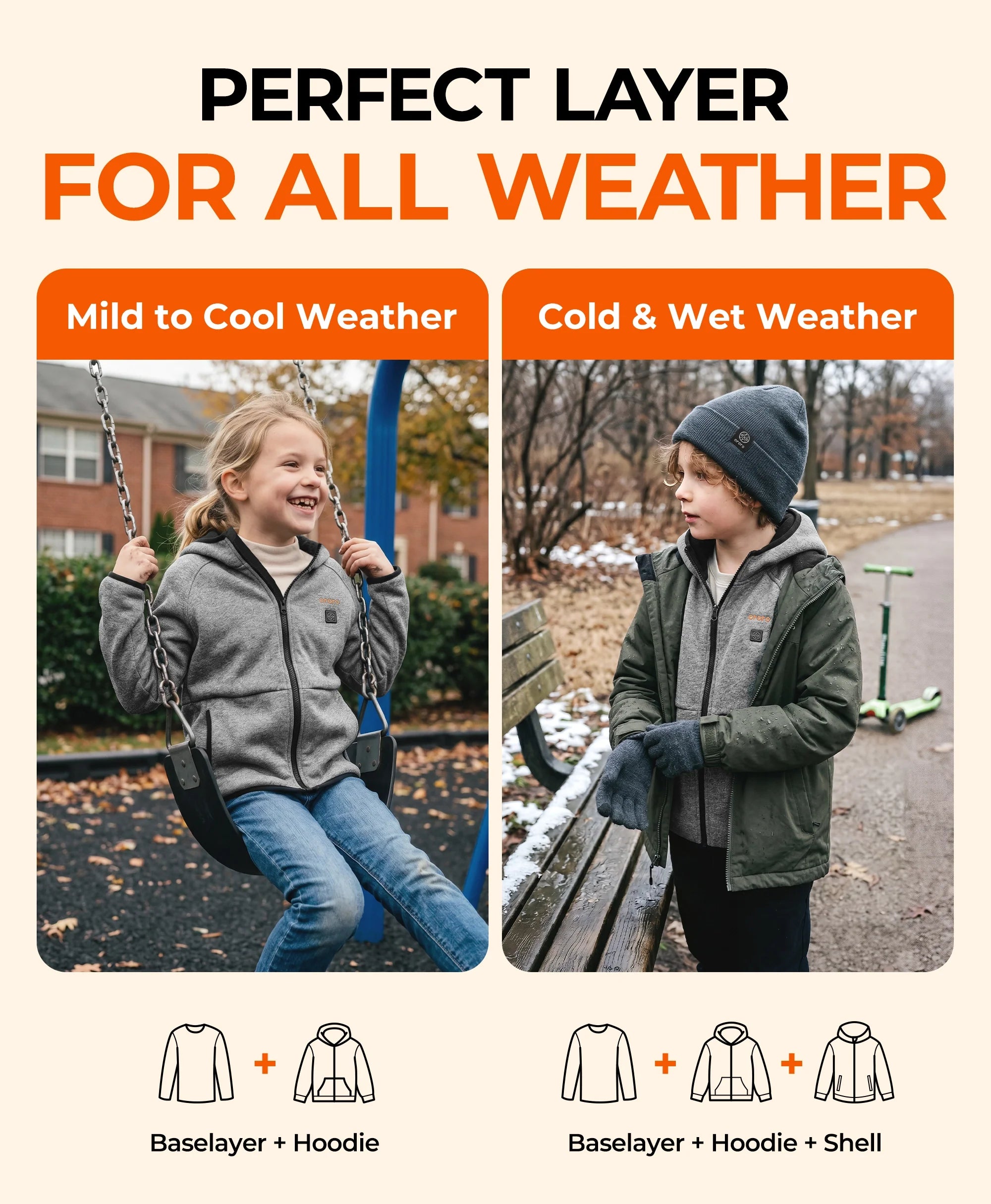 ORORO Heated (Open-box) Kids' 4-Zone Heated Full-Zip Fleece Hoodie (Battery Set Not Included) - Image 6