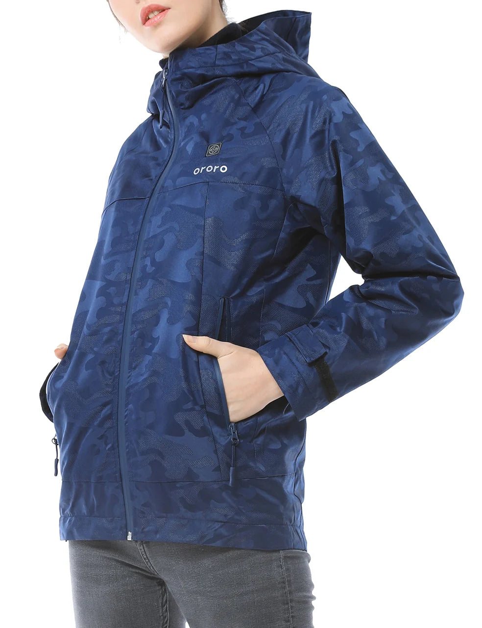 ORORO Heated Women Camo Heated Jacket - Navy (Discontinued) - Image 3