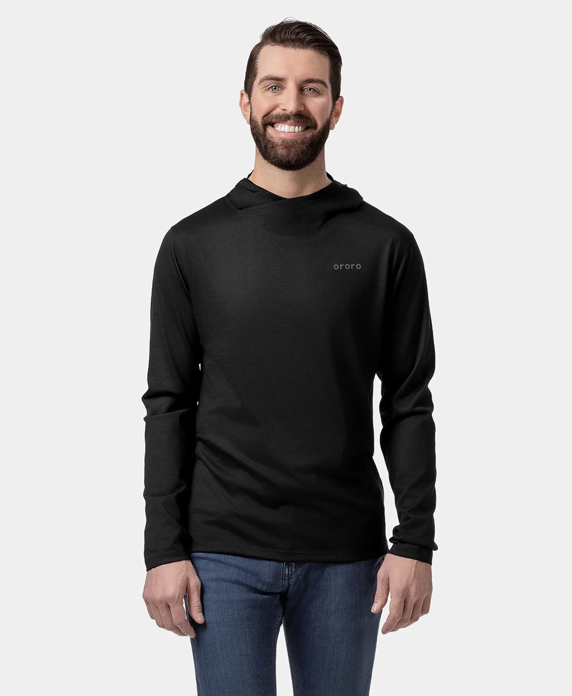 ORORO Heated Aoraki Unisex Merino Wool Blend Baselayer - Black - Image 4
