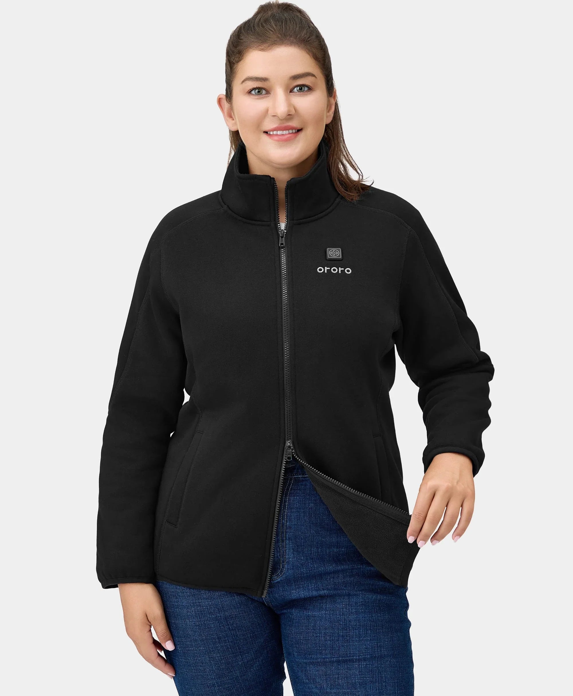 ORORO Heated (Open-box) Florence Women's Heated Fleece Jacket - Black (Battery Set Not Included) - Image 4