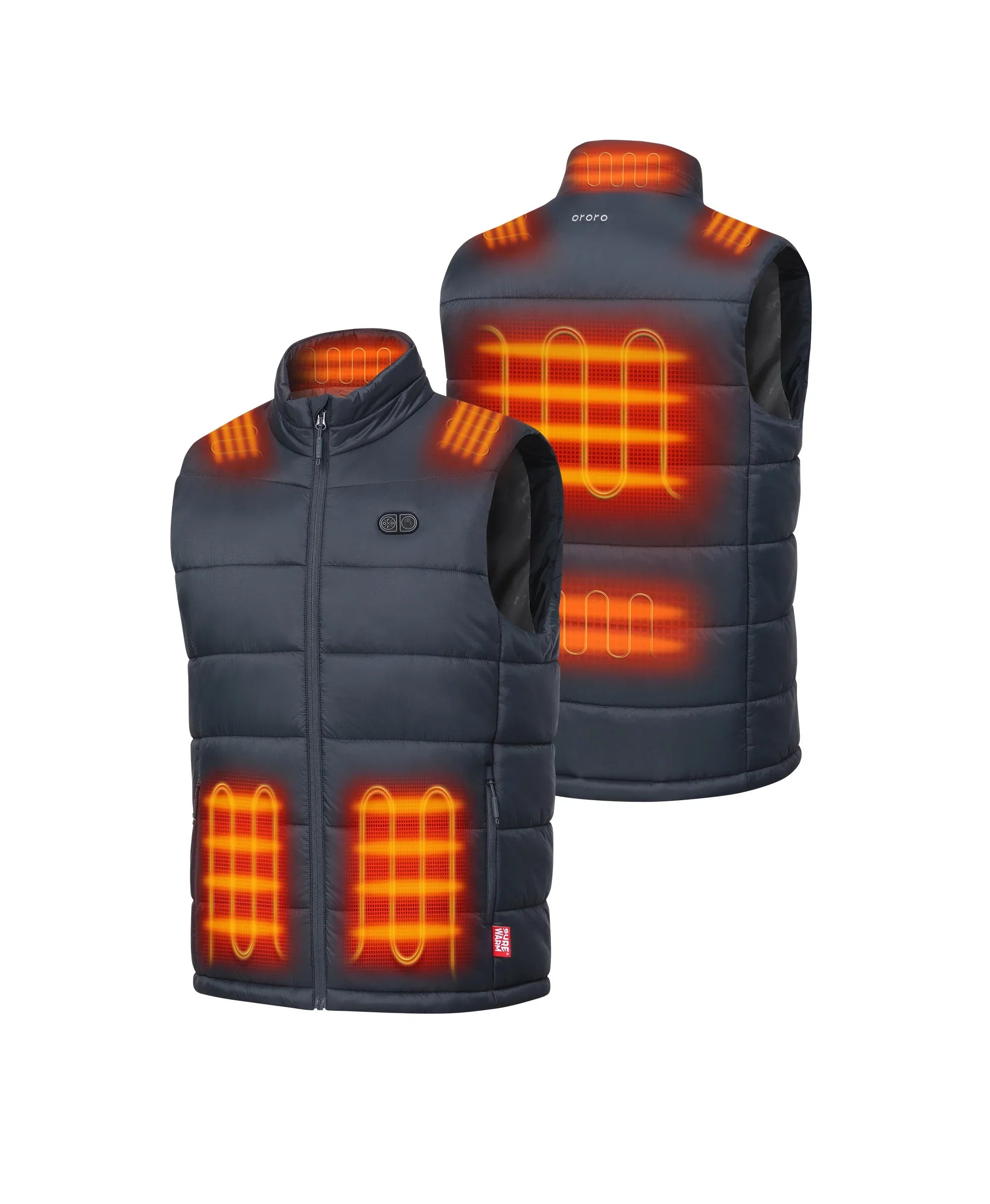 ORORO Heated SureWarm® Men's 7-Zone Dual-Control Classic Pro Heated Vest (Lower Back Heating) (Apparel Only) - Image 16