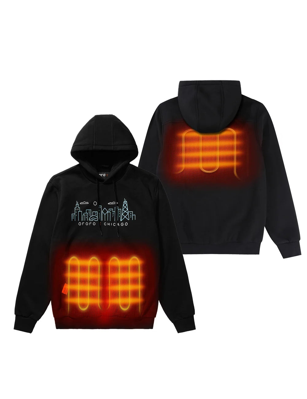 ORORO Heated Final Sale - Heated Pullover Hoodie - Chicago Edition (Apparel Only) - Image 9