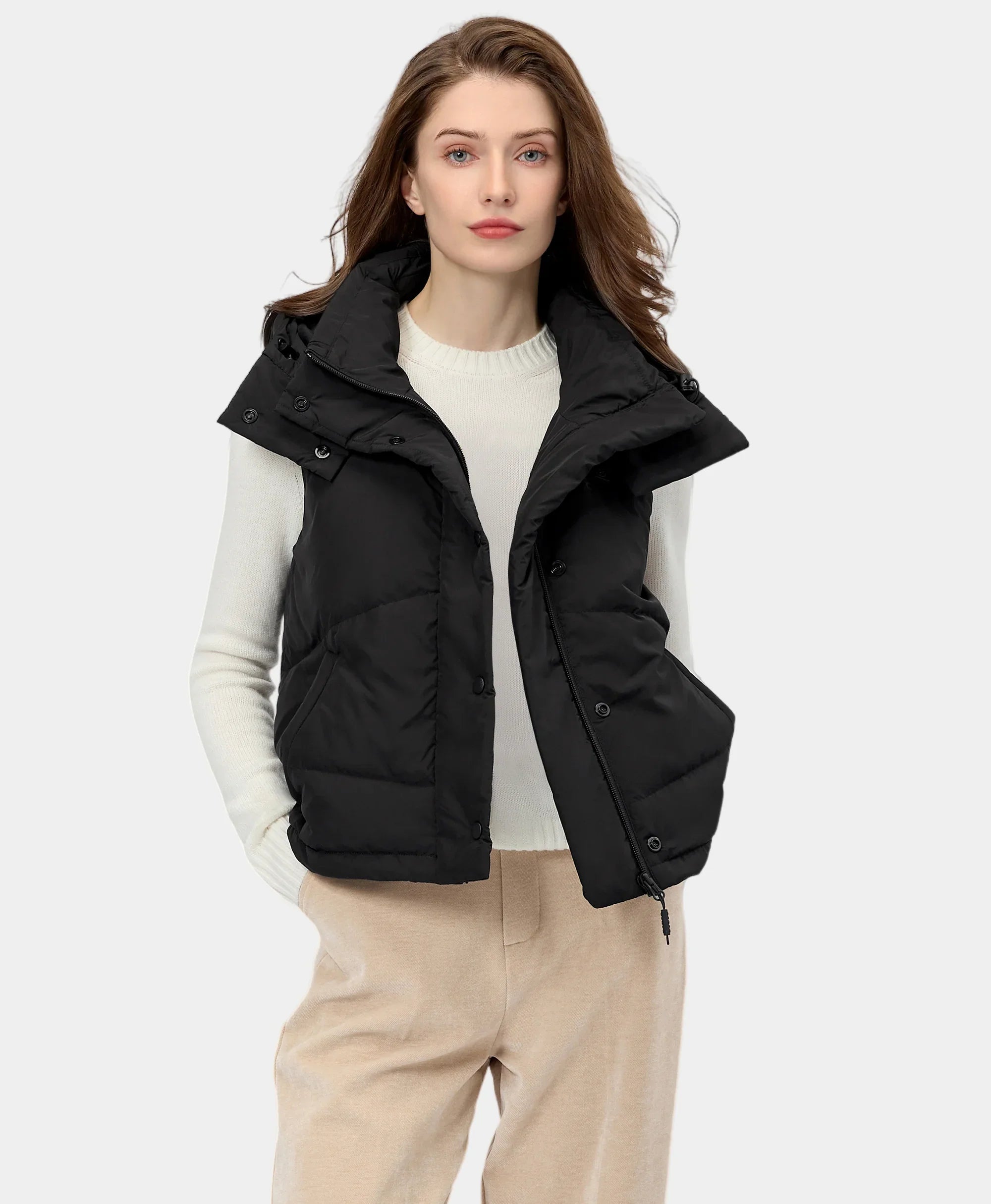 ORORO Heated Women's Heated Cropped Puffer Down Vest - Image 9