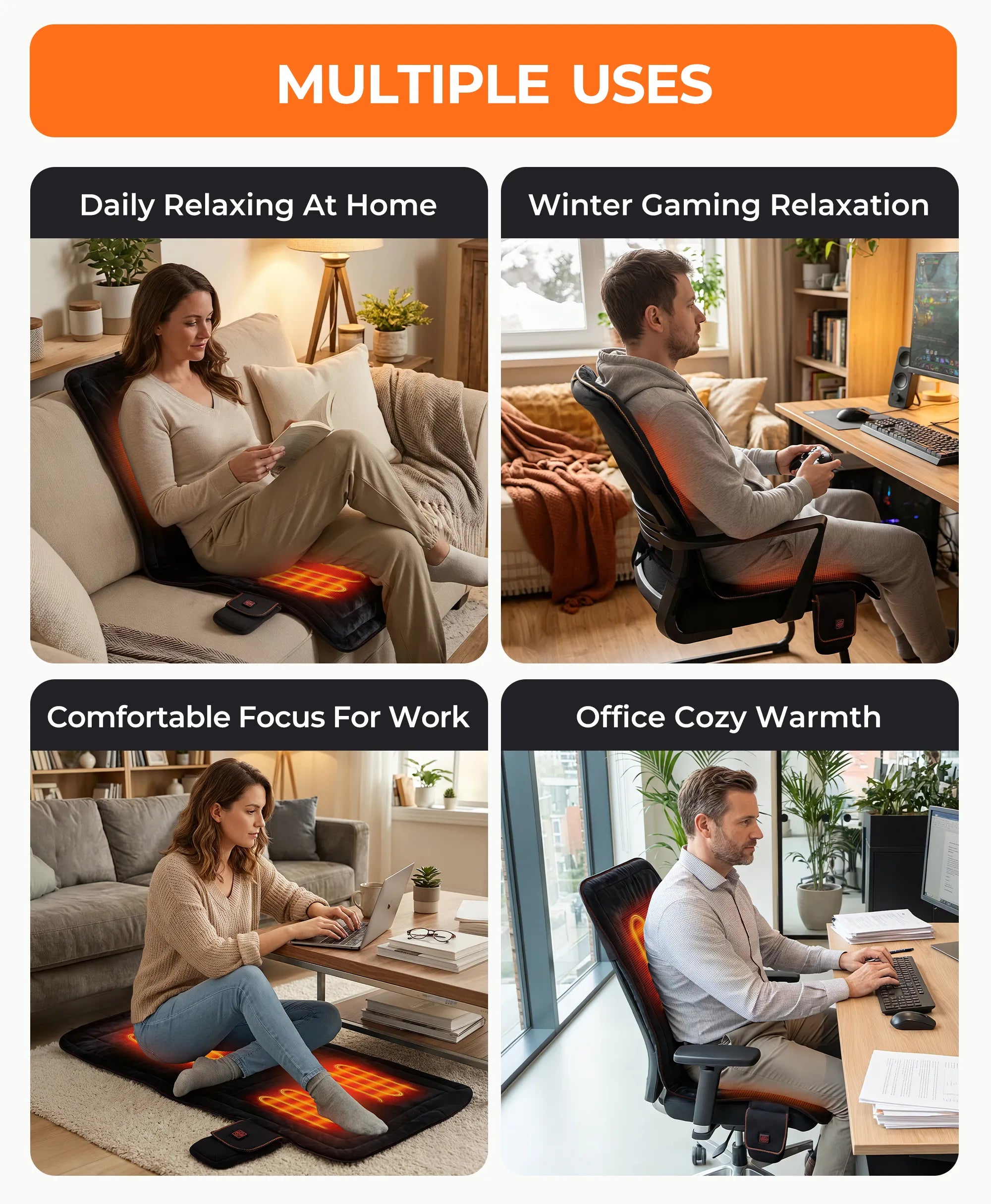 ORORO Heated Everrest 3-Zone Heated Indoor Seat Cushion - Image 3