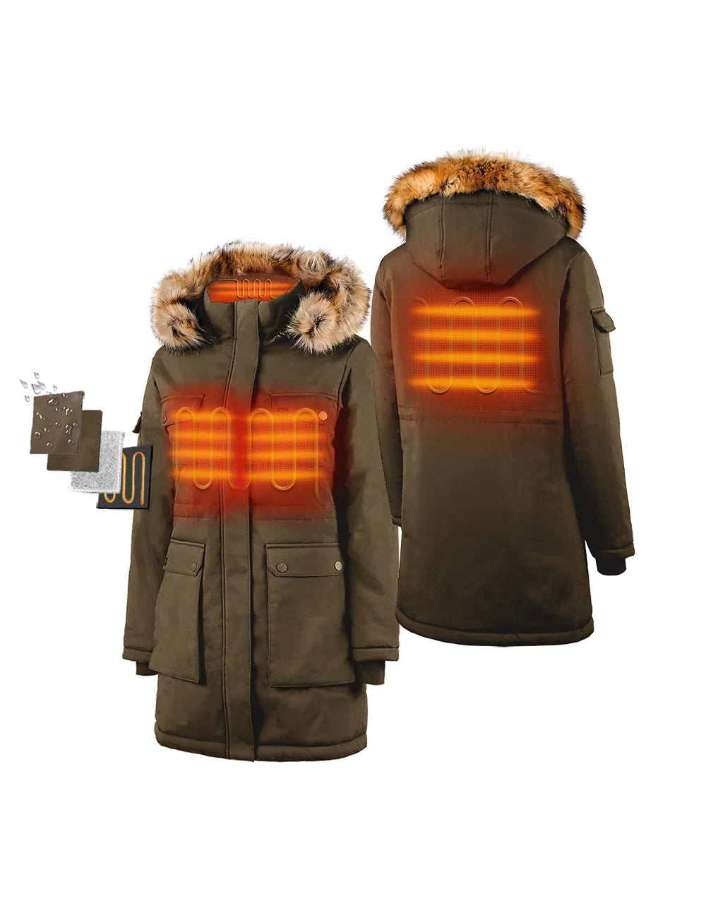 ORORO Heated (Open-box) Women's Heated Thermolite® Parka (4 Heating Zones) (Battery Set Not Included) - Image 5