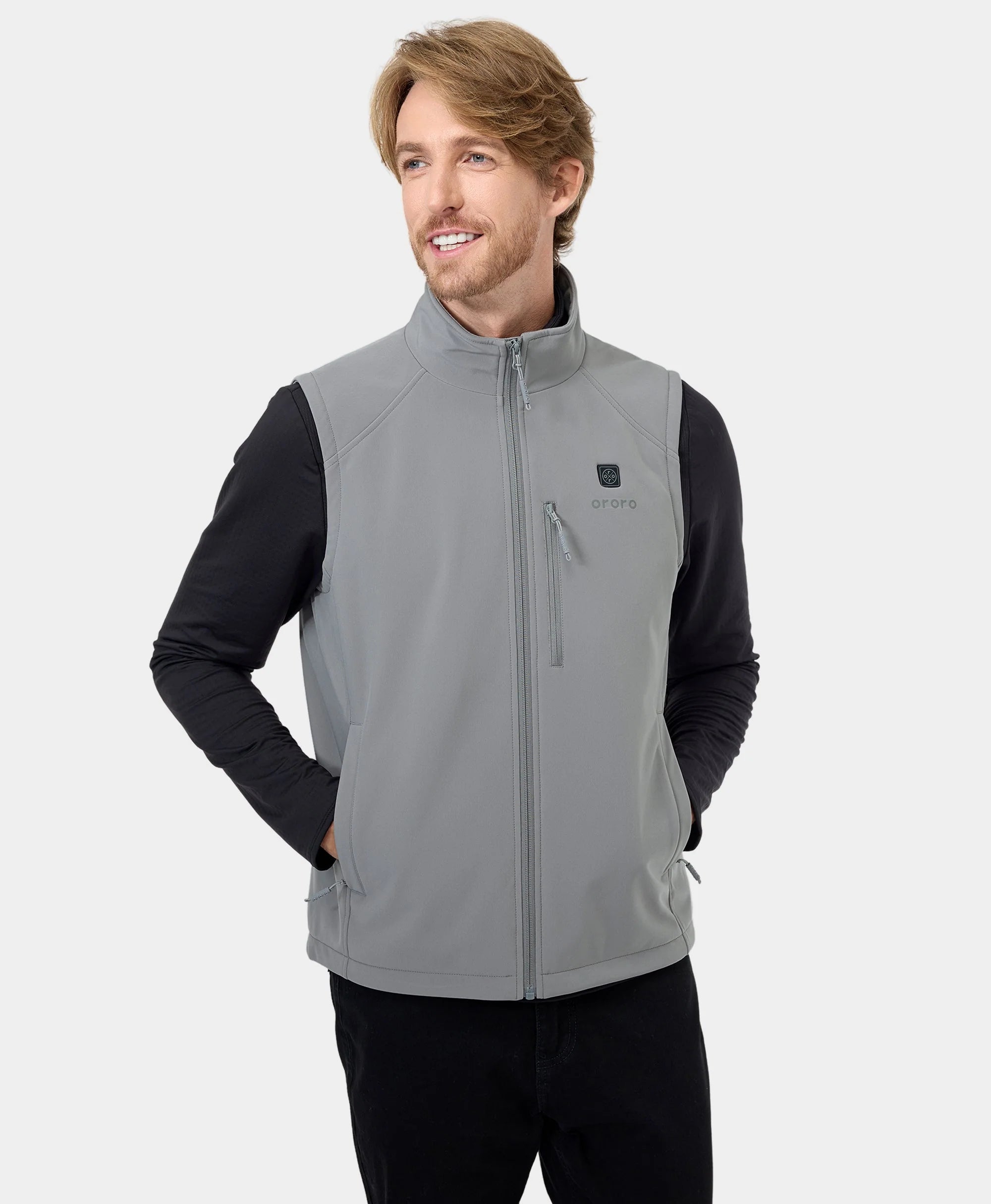 ORORO Heated Men's Heated Softshell Vest - Lower Back Heating - Image 32
