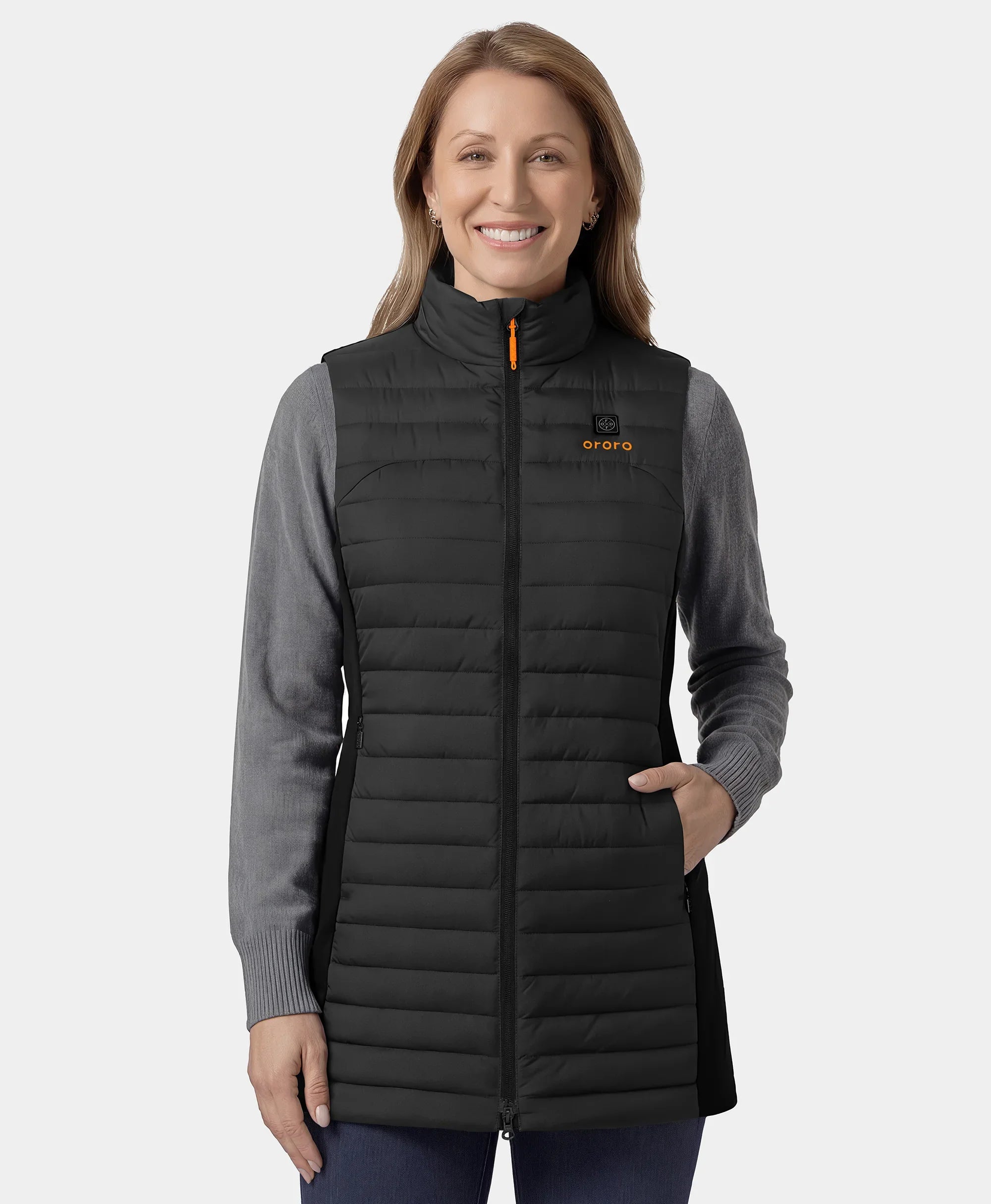 ORORO Heated Cloudmere Women's 5-Zone Heated Long Down Vest