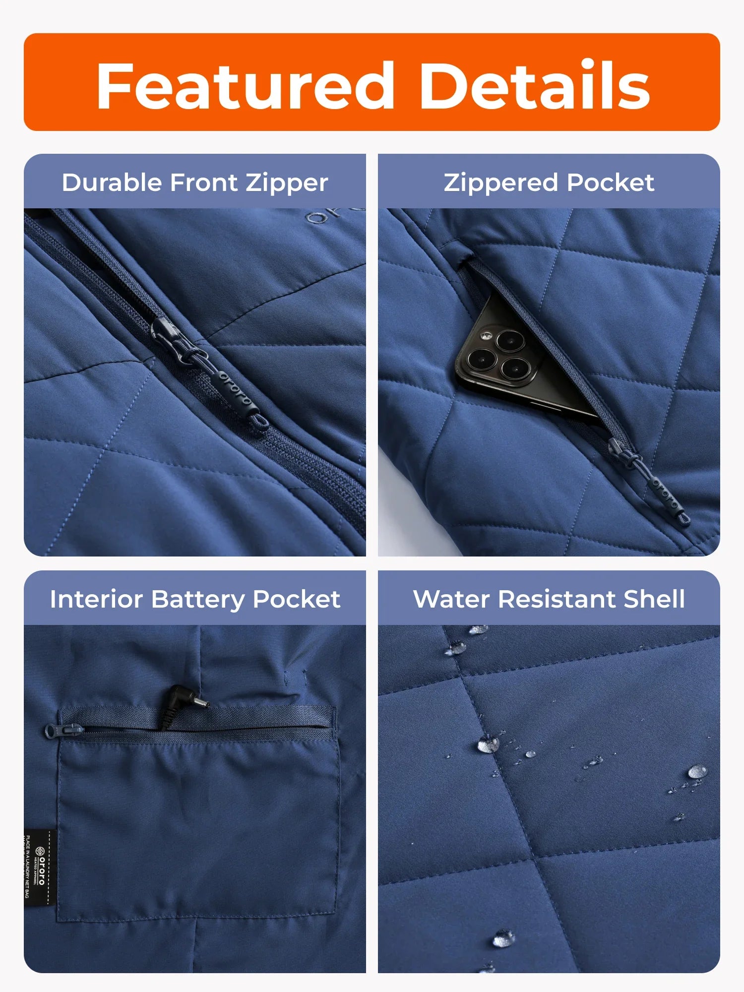 ORORO Heated Men's Heated Quilted Vest - New Colors - Image 8