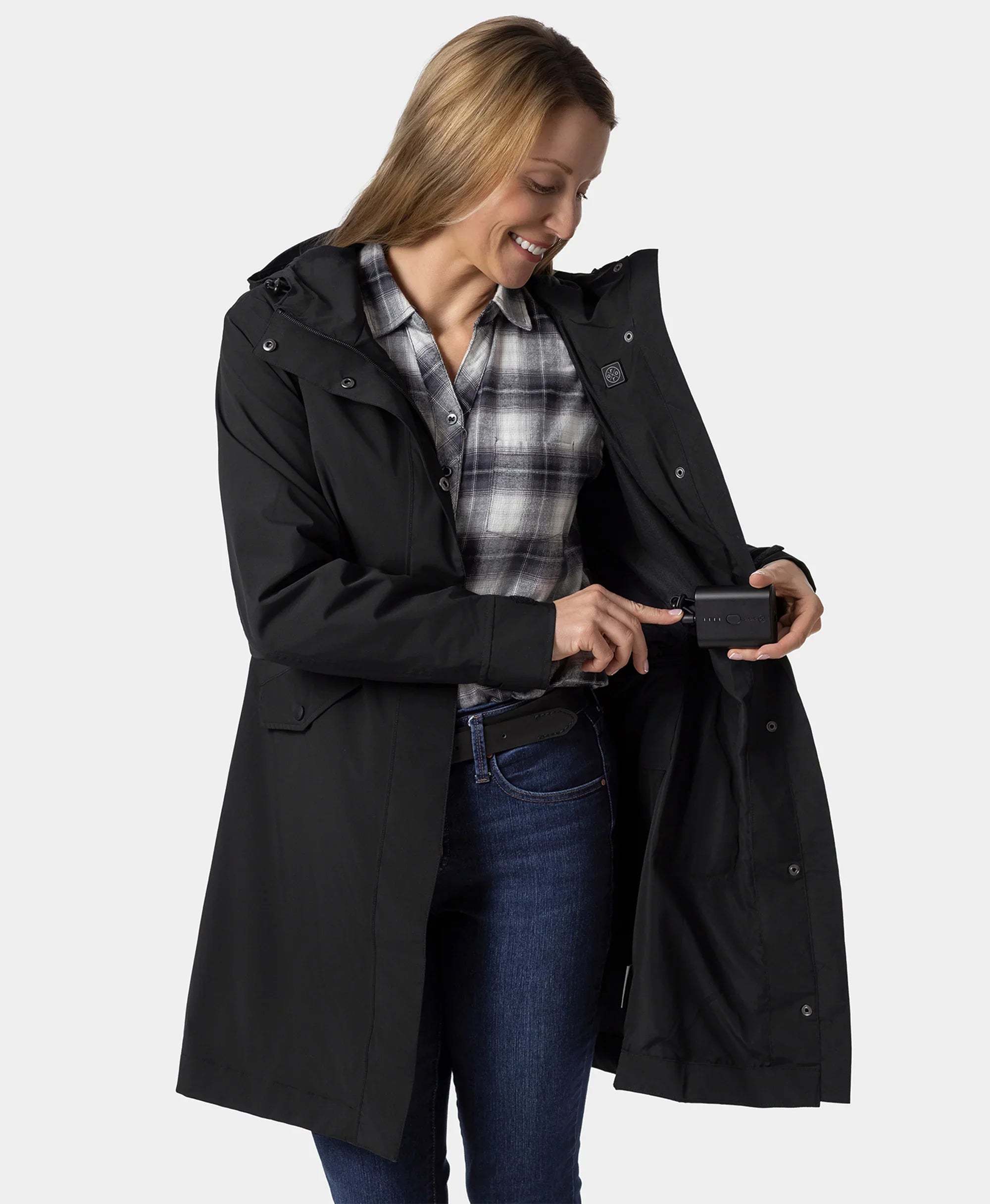ORORO Heated Downtown Women's Heated Rain Trench (Apparel Only) - Image 21