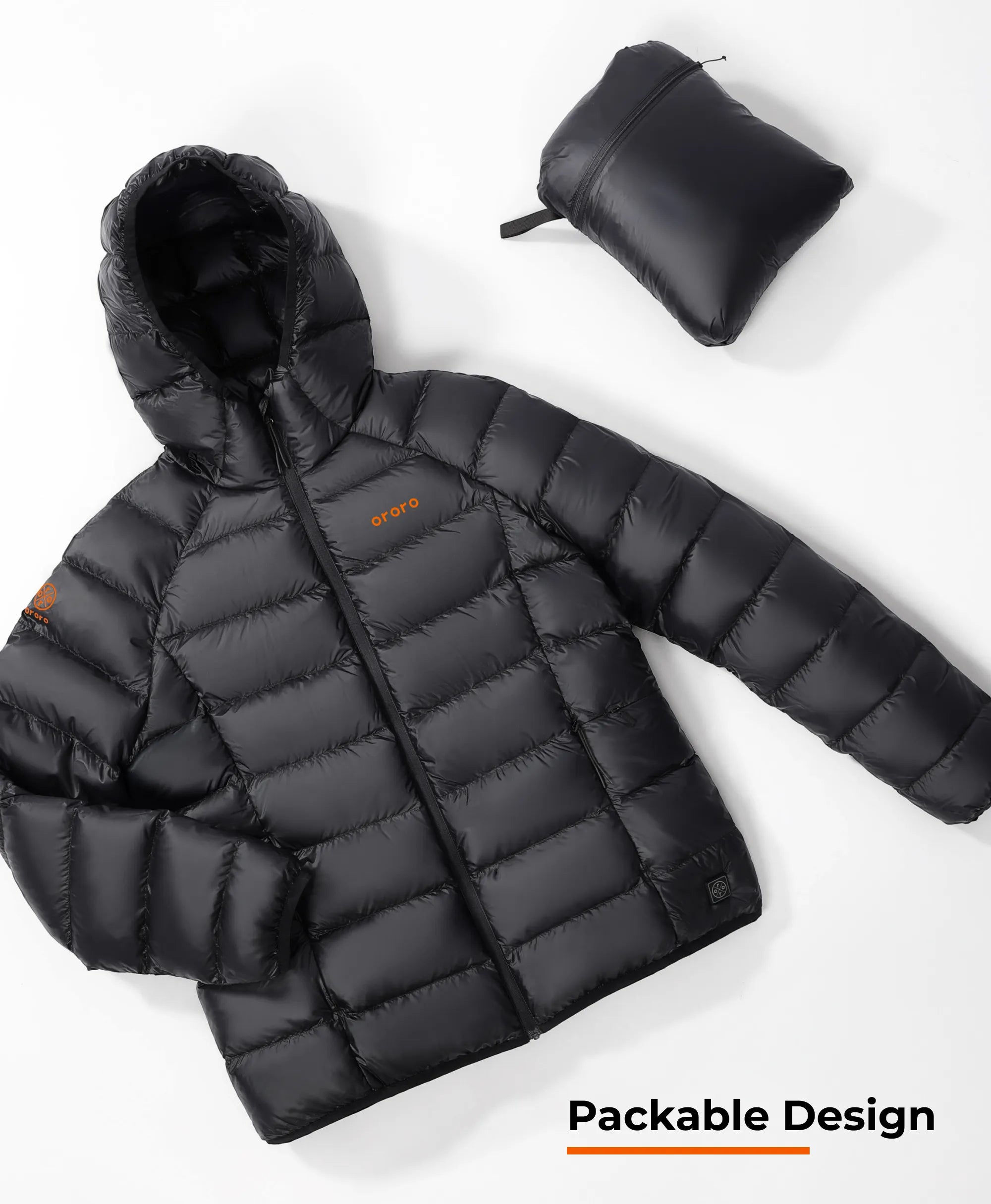 ORORO Heated Aero Women's 4-Zone Packable Heated Down Jacket - Image 9