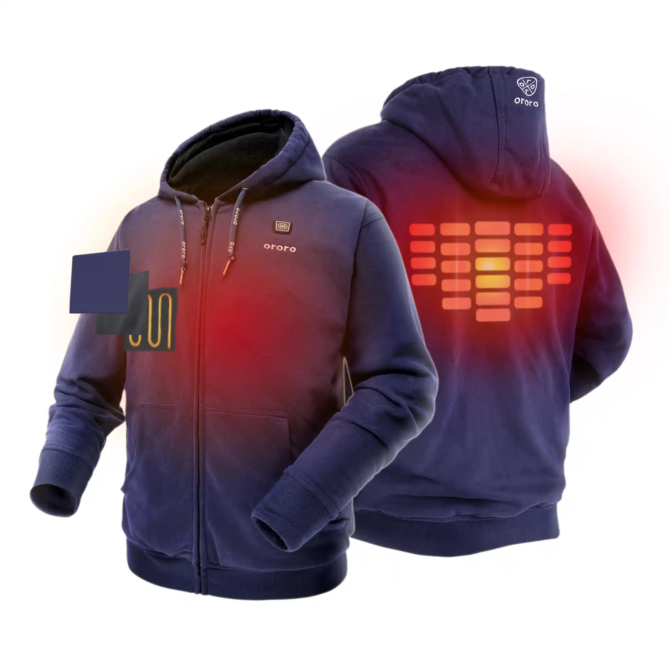 ORORO Heated Unisex Heated Hoodie - Navy (Discontinued) - Image 5