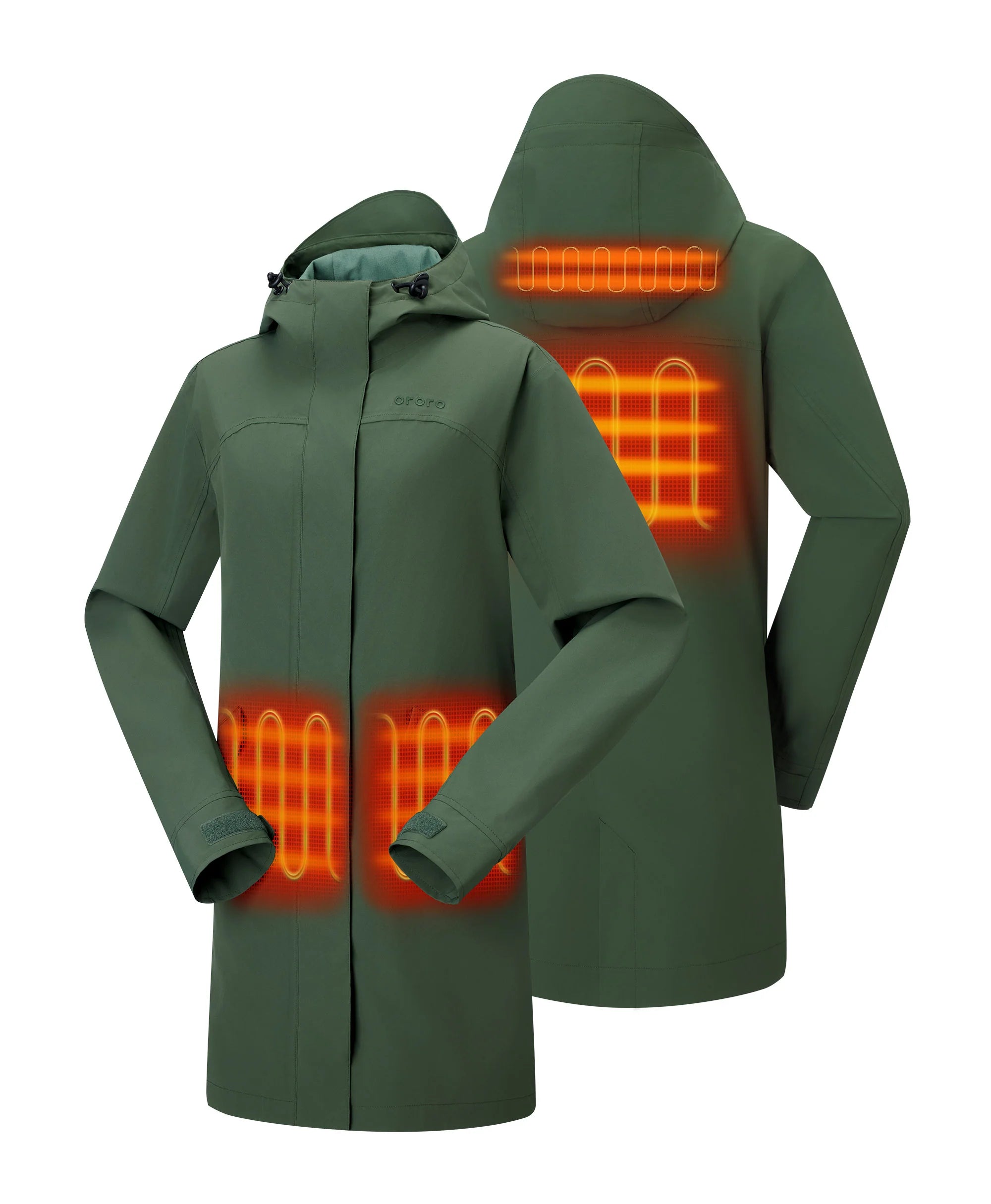 ORORO Heated Downtown Women's Heated Rain Trench (Apparel Only) - Image 2