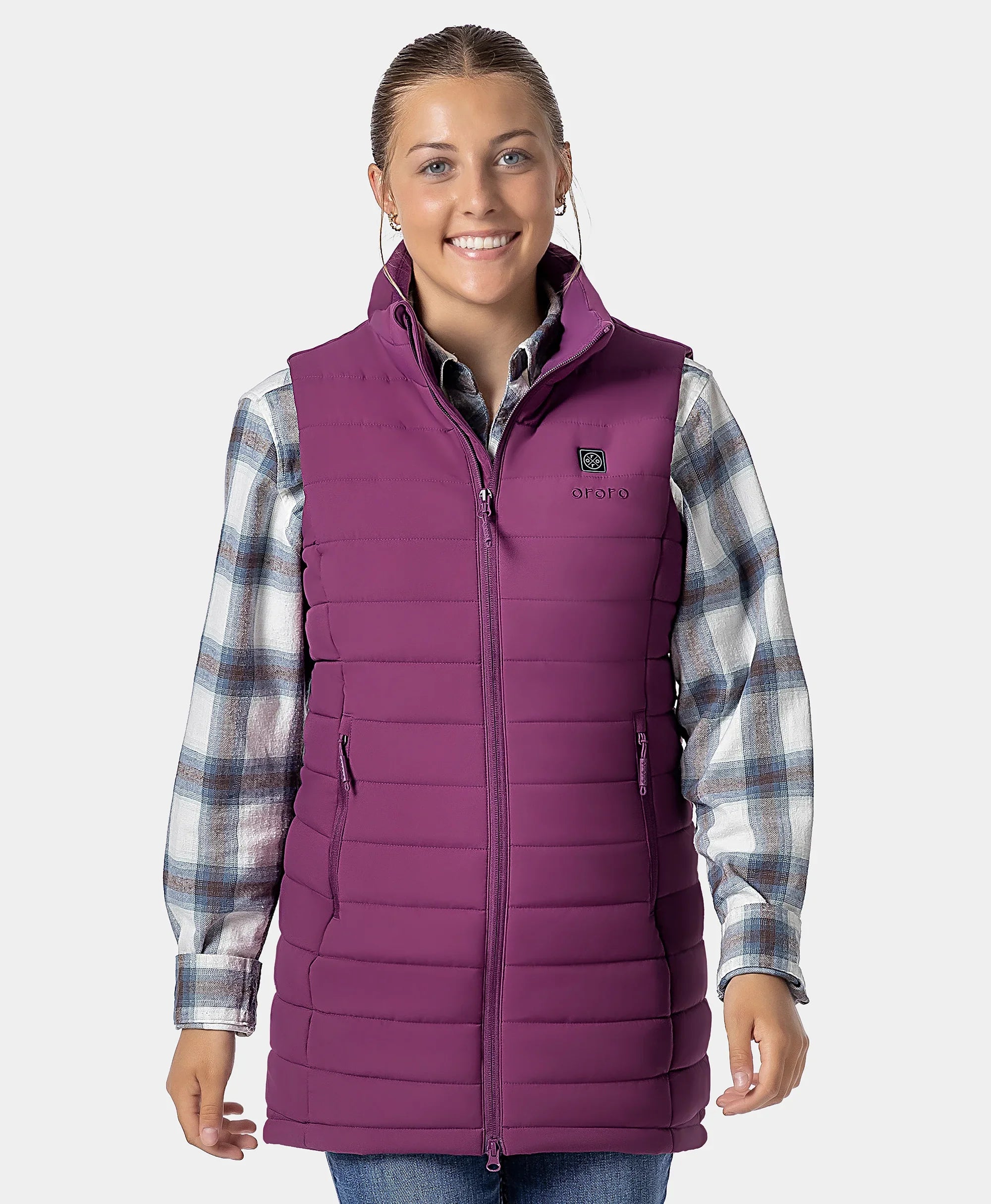 ORORO Heated Tribeca Women's Heated Long Puffer Vest - Image 51