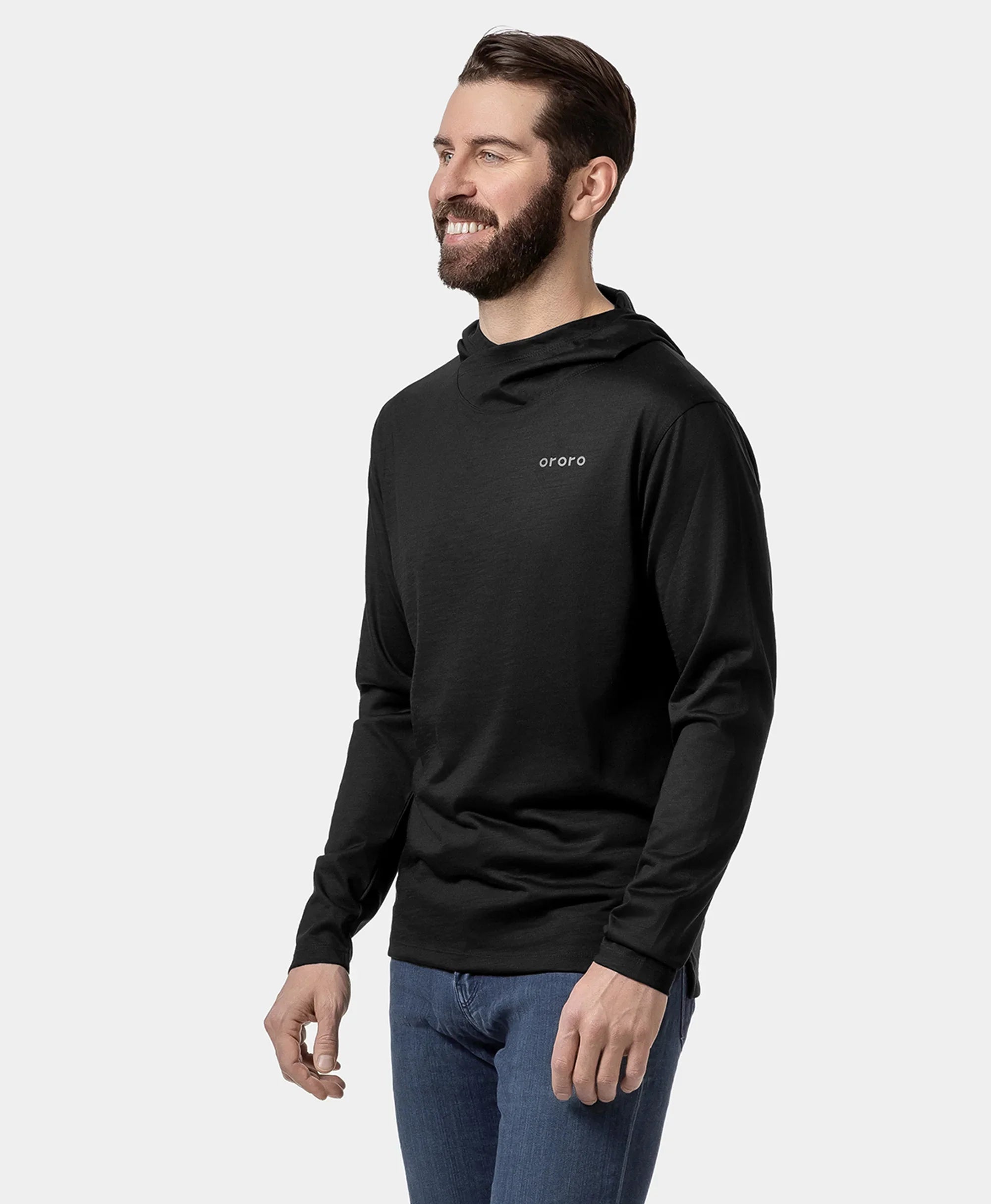 ORORO Heated Aoraki Unisex Merino Wool Blend Baselayer - Black - Image 5