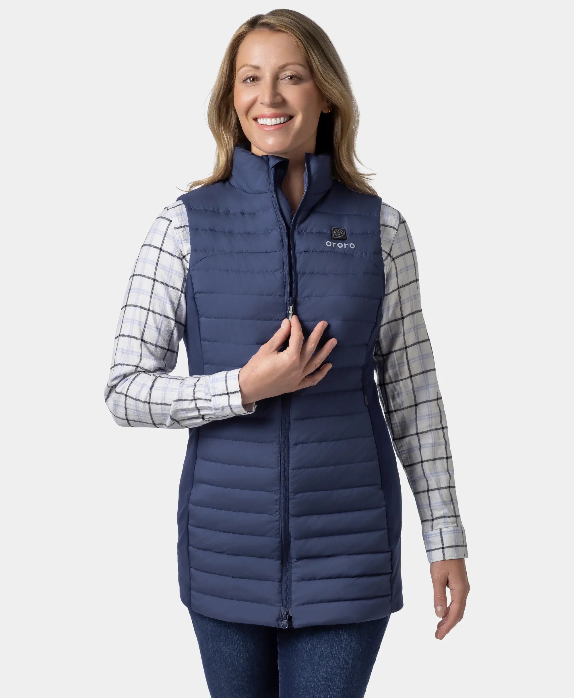 ORORO Heated (Open-box) Cloudmere Women's 5-Zone Heated Long Down Vest (Battery Set Not Included) - Image 29