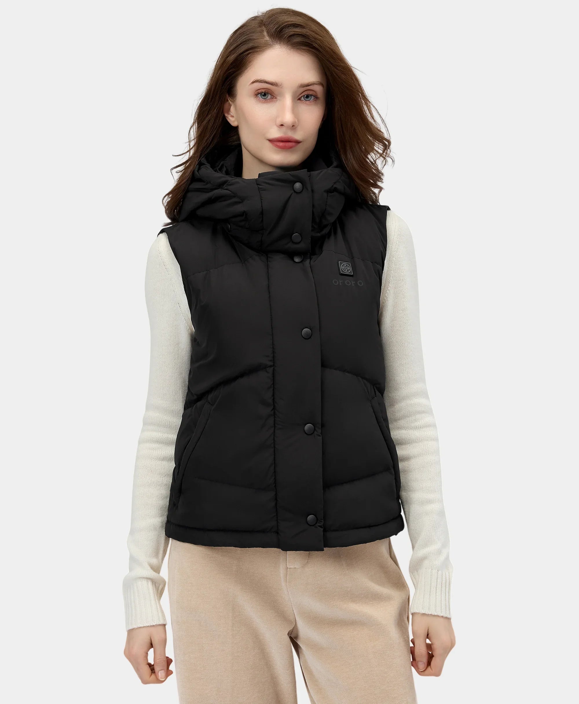 ORORO Heated Women's Heated Cropped Puffer Down Vest - Image 8