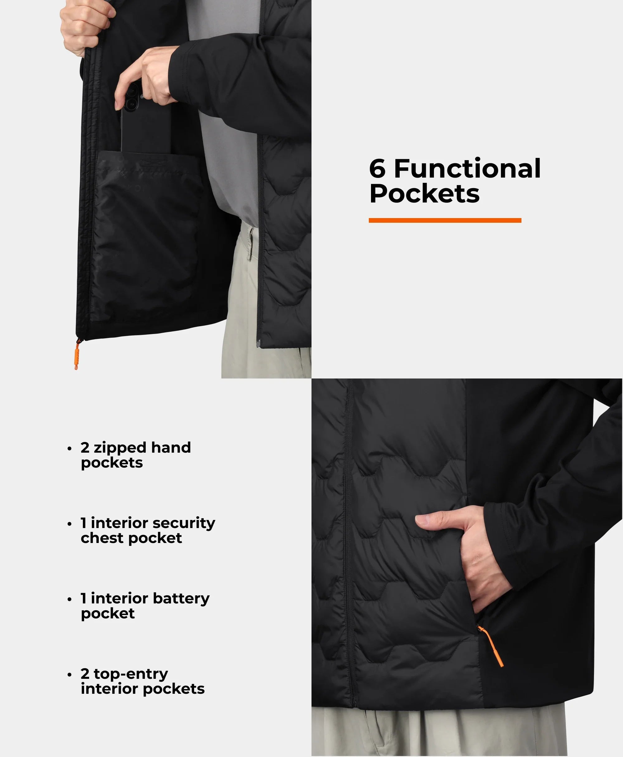 ORORO Heated (Open-box) Verbier Men's 4-Zone Heated Down Jacket (Battery Set Not Included) - Image 8