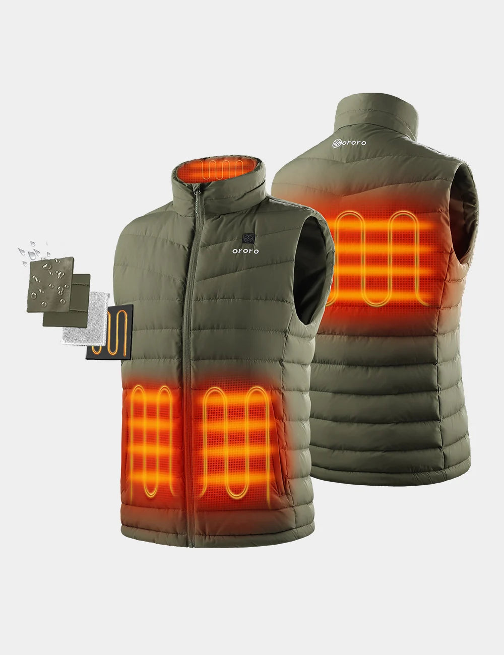 ORORO Heated Men's Heated Lightweight Down Vest - Image 28
